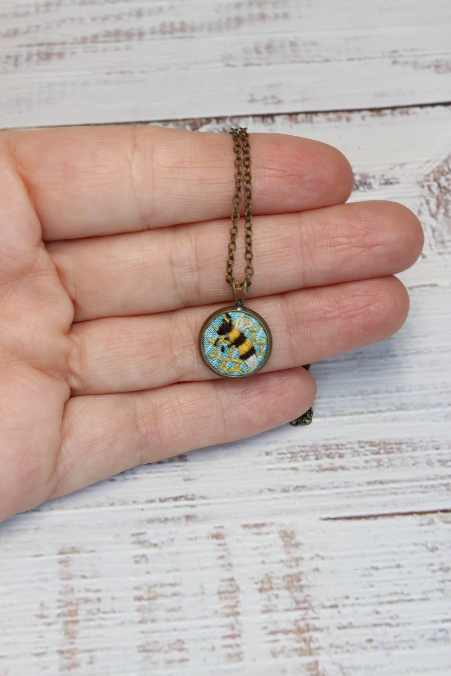 Embroidery Bee Necklace