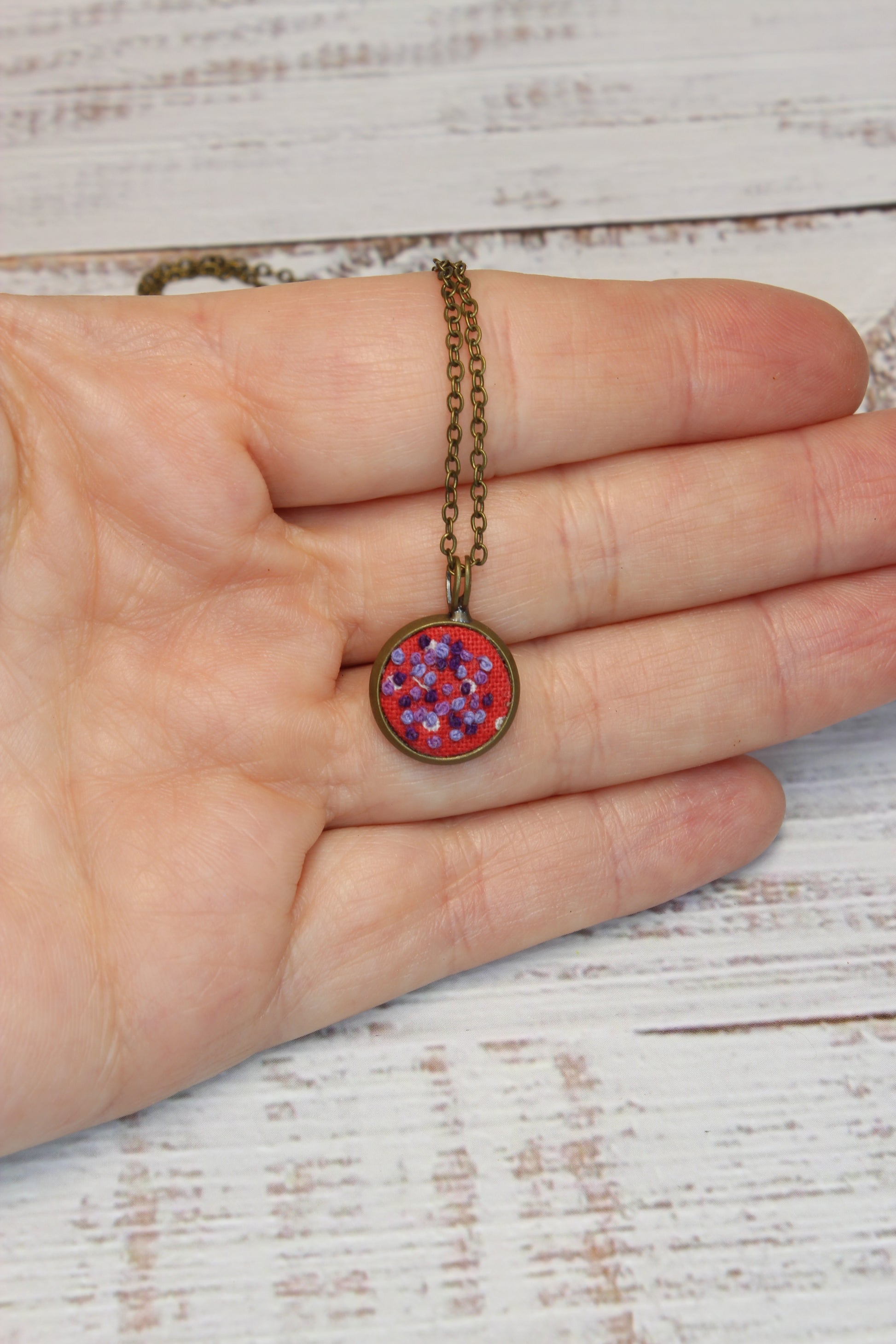 Embroidery Purple Dots Necklace