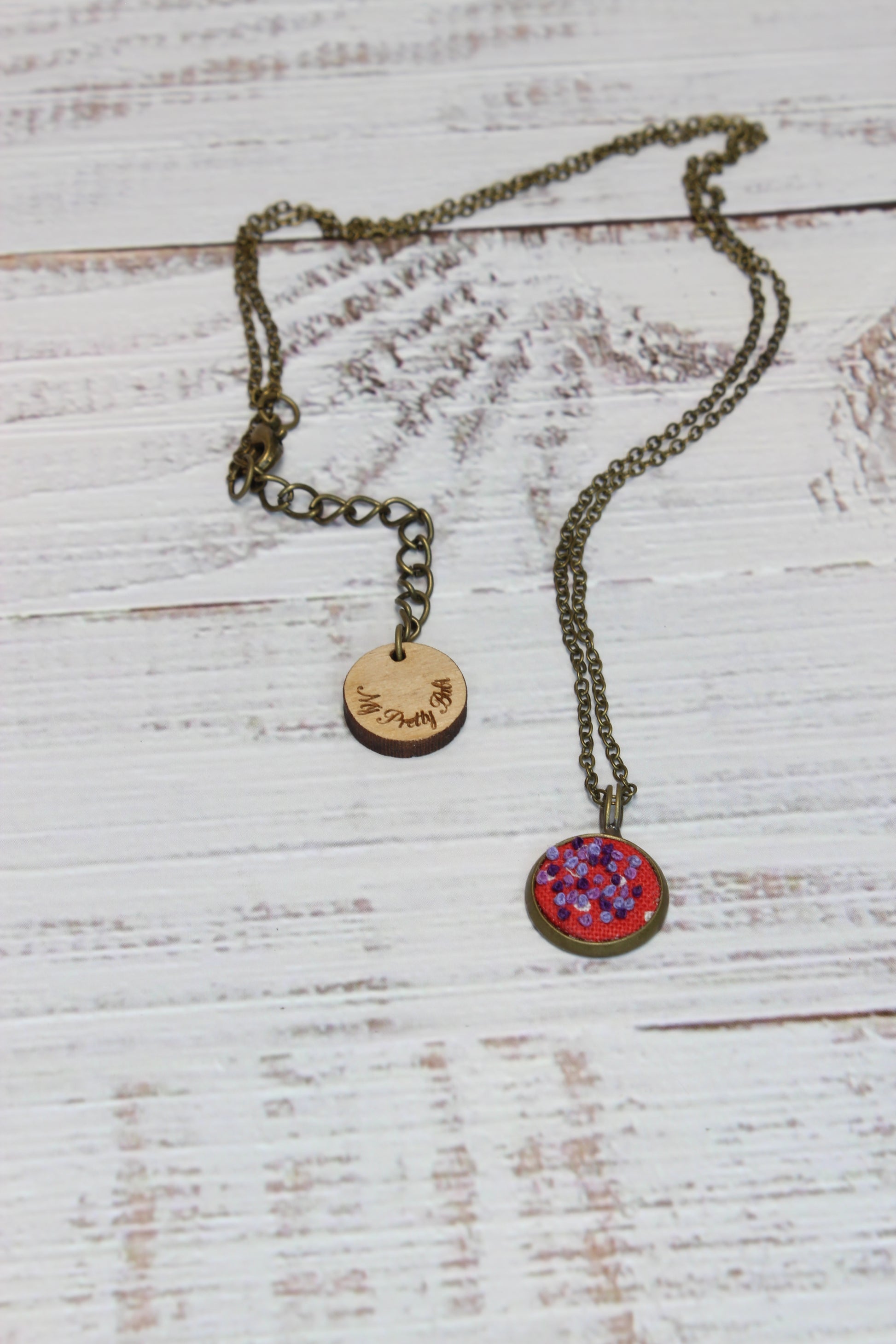 Embroidery Purple Dots Necklace