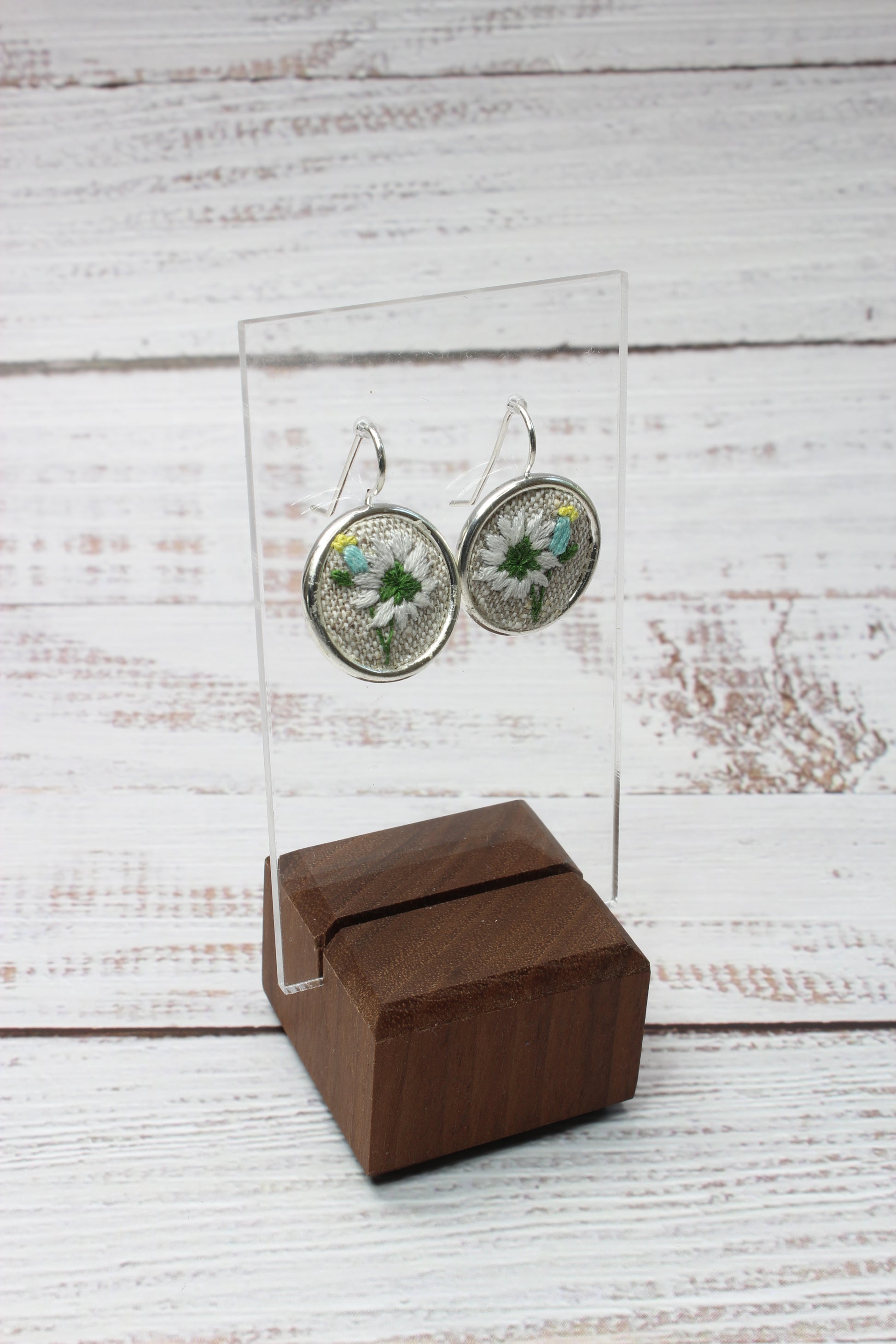 Embroidery Chamomile Flower Earrings
