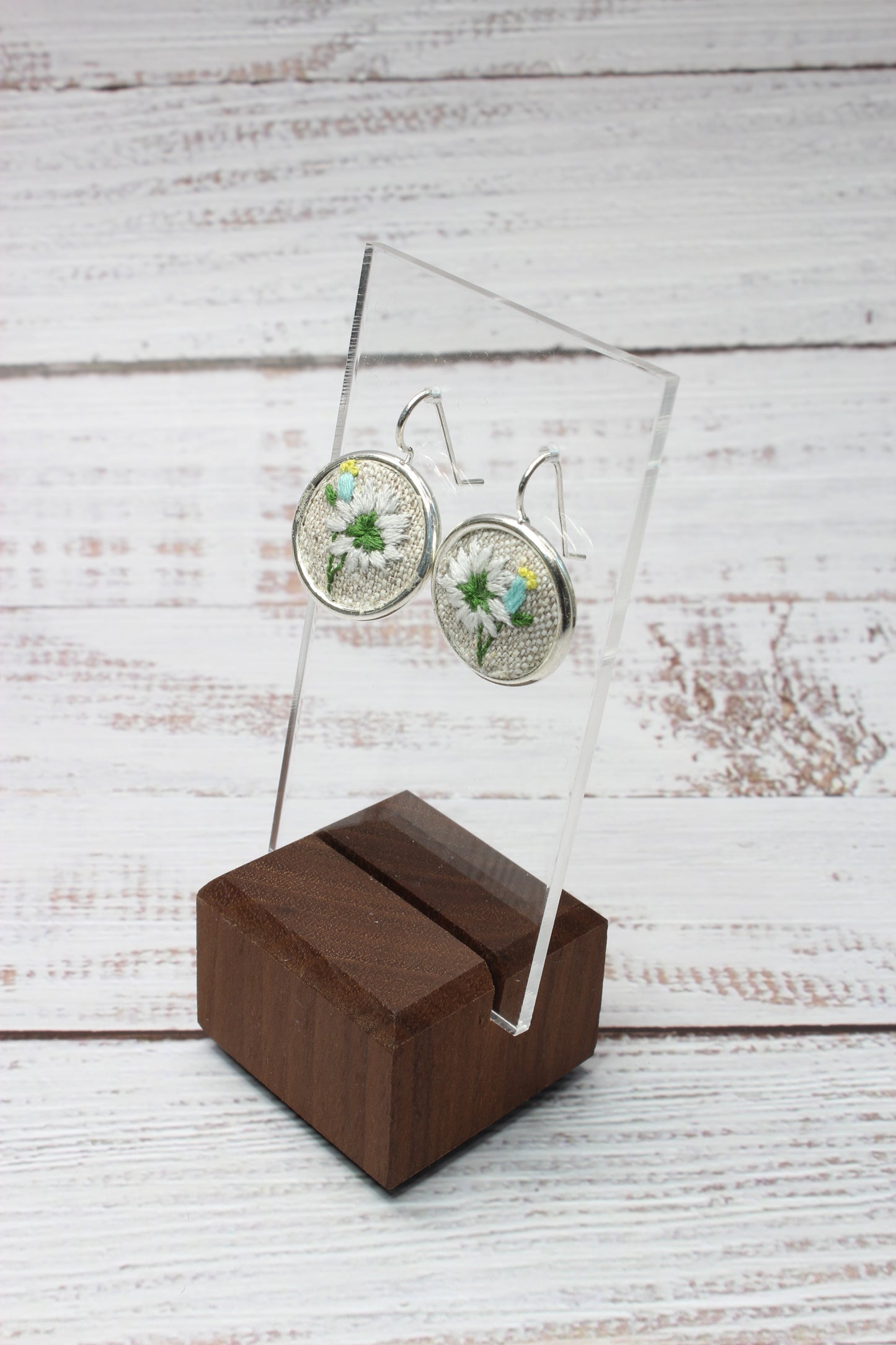 Embroidery Chamomile Flower Earrings