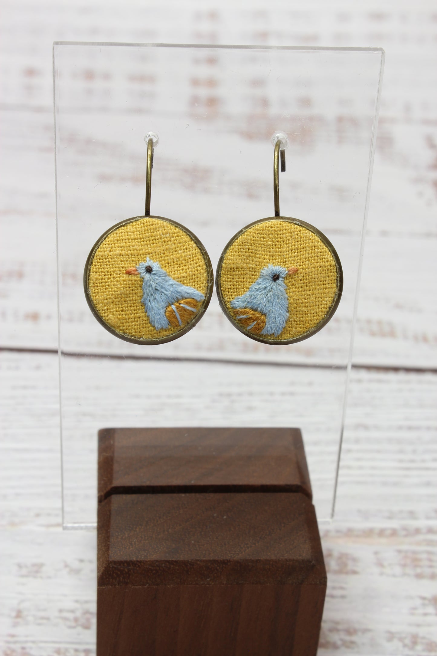 Embroidery Bird Earrings