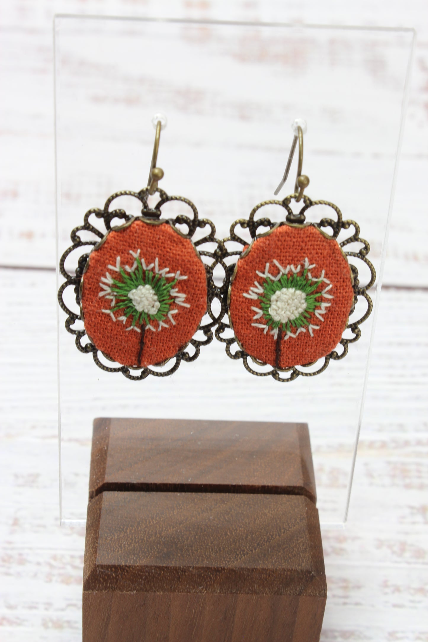 Embroidery Dandelion Wire Filigree Earrings