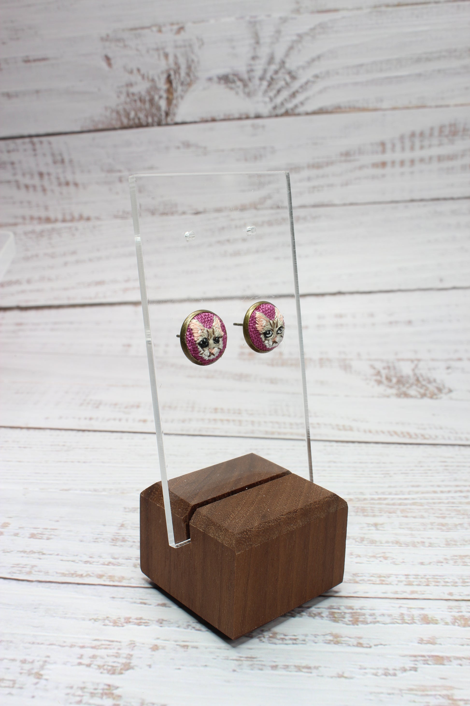 Embroidery Cat Studs Earrings