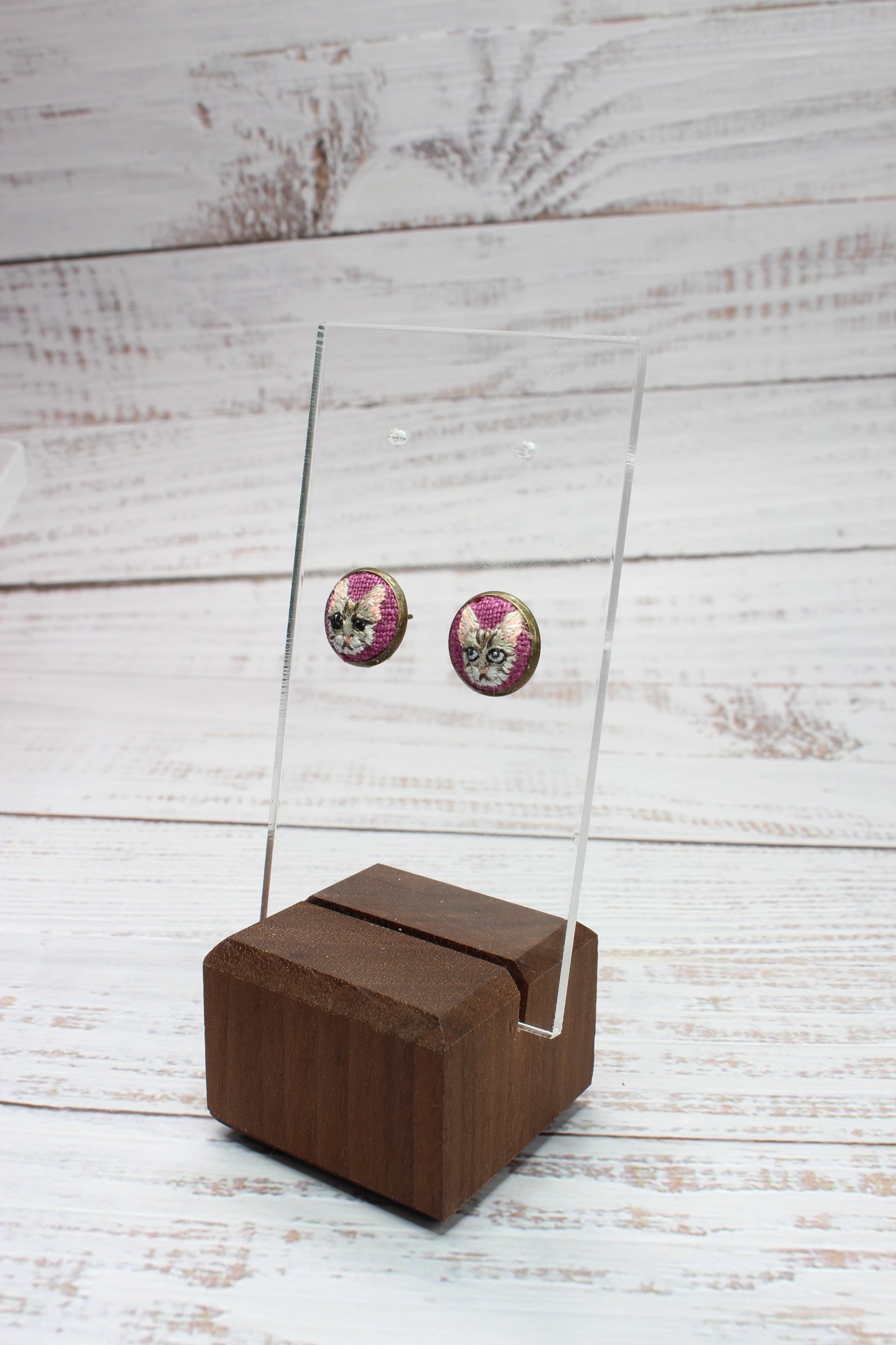 Embroidery Cat Studs Earrings