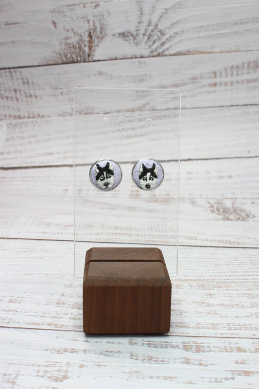 Embroidery Husky Studs Earrings