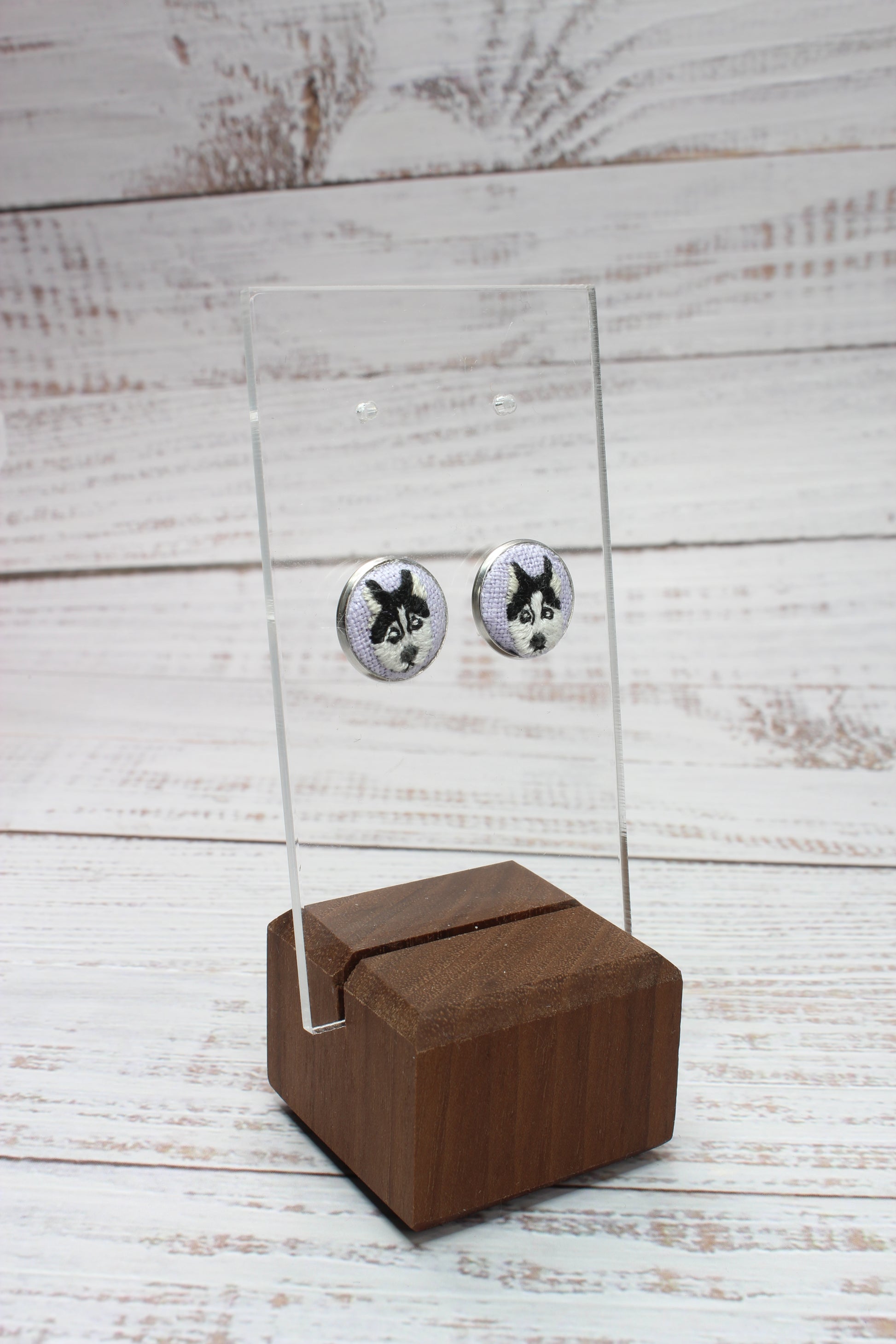 Embroidery Husky Studs Earrings