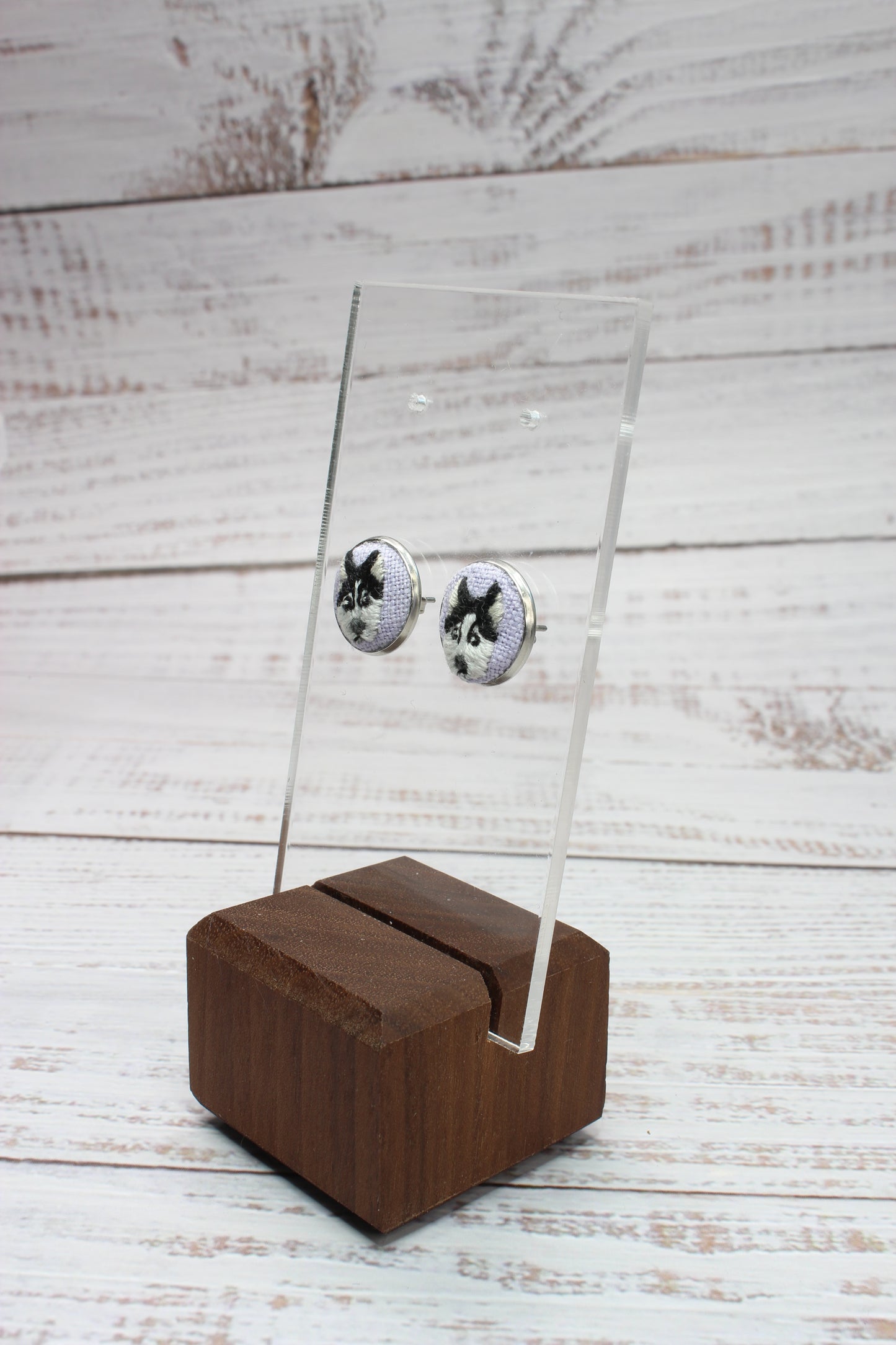 Embroidery Husky Studs Earrings