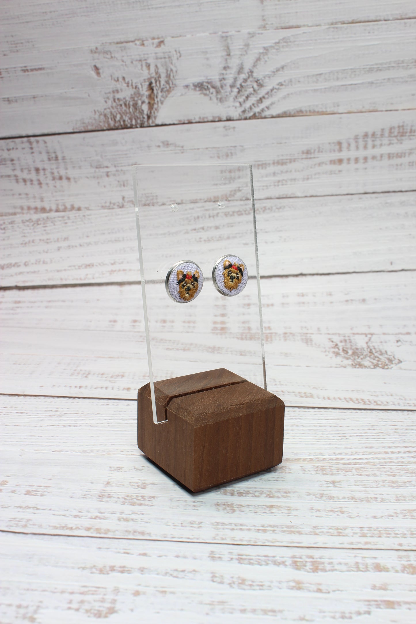 Embroidery Yorkie Studs Earrings