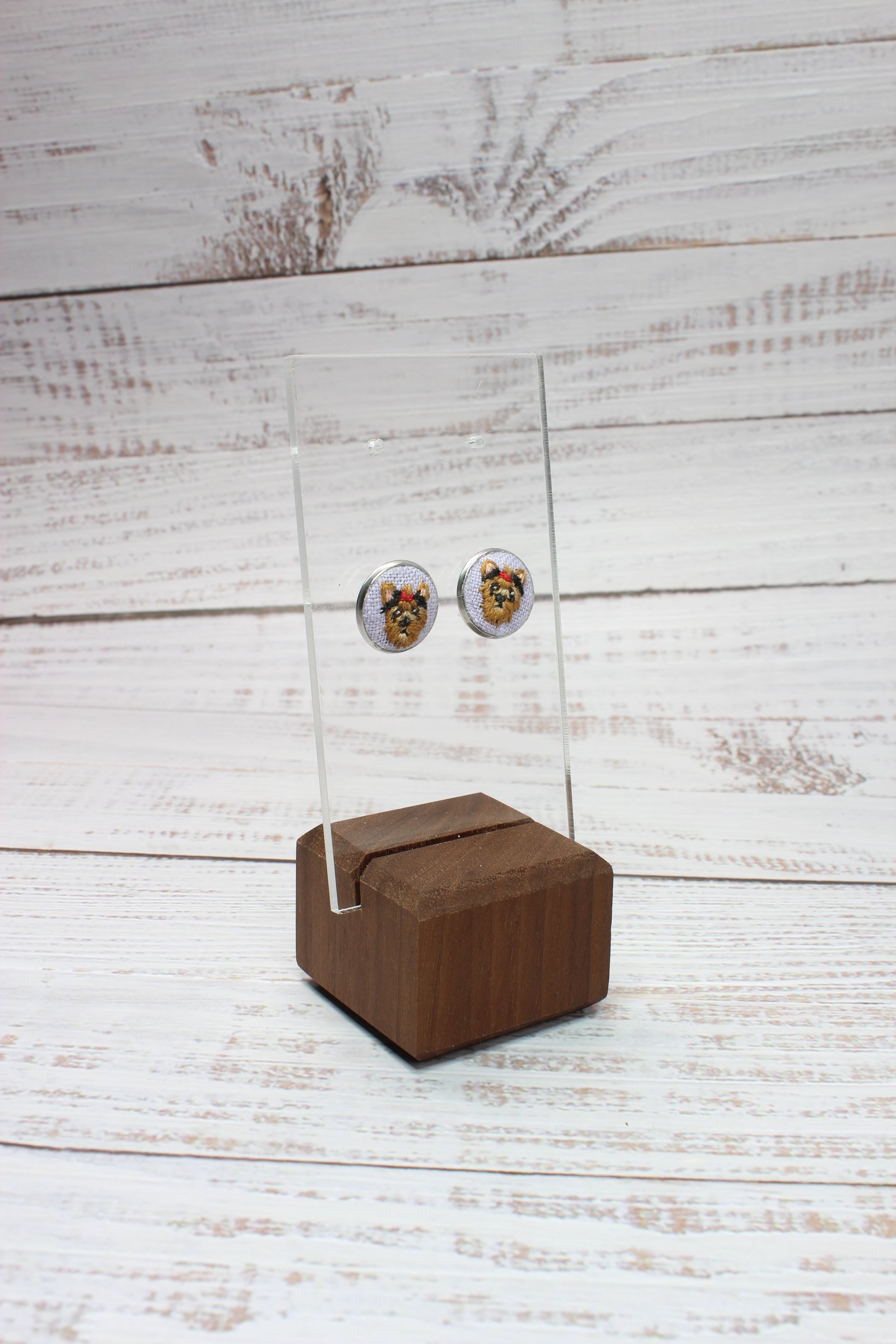 Embroidery Yorkie Studs Earrings