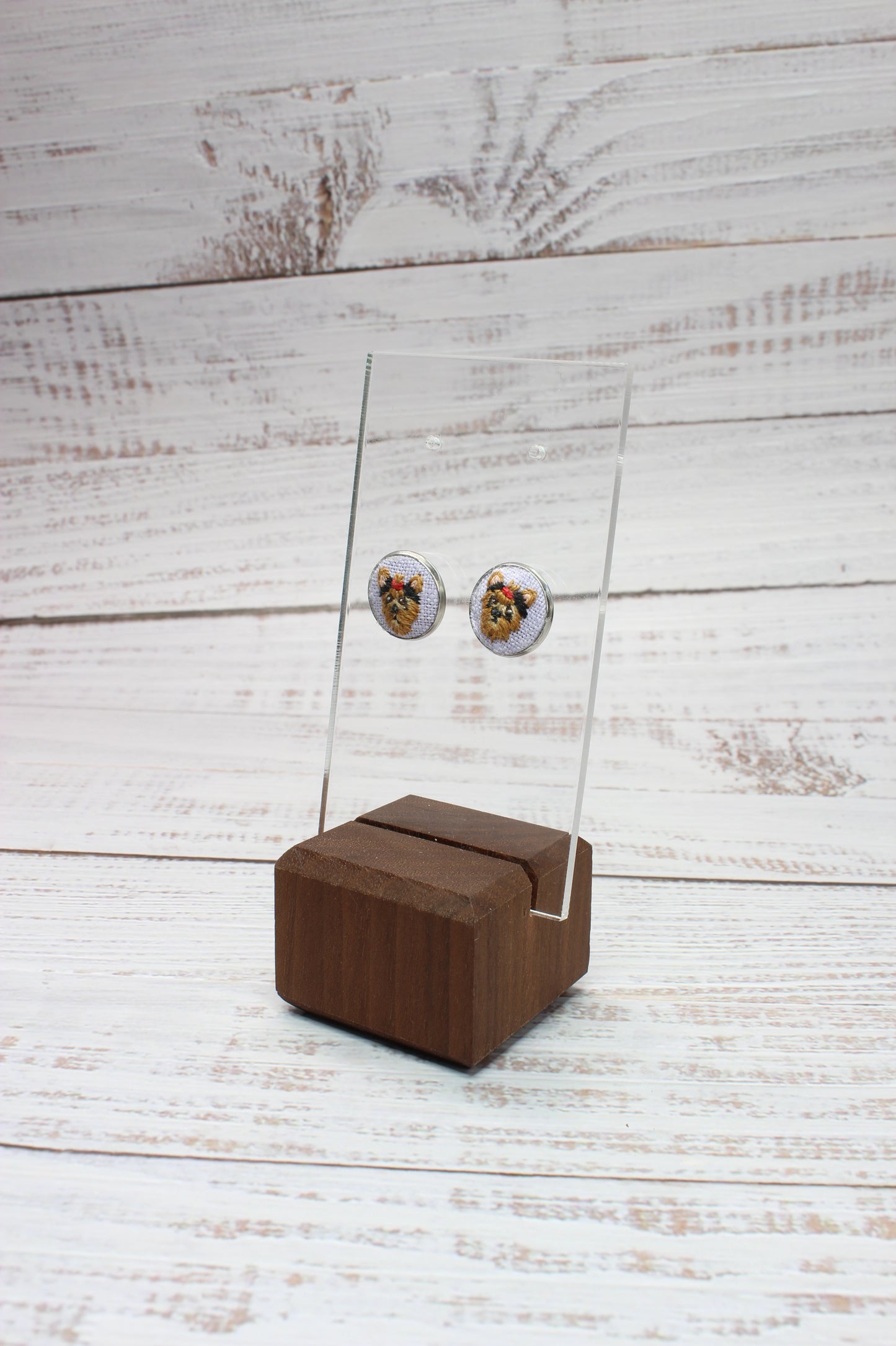 Embroidery Yorkie Studs Earrings
