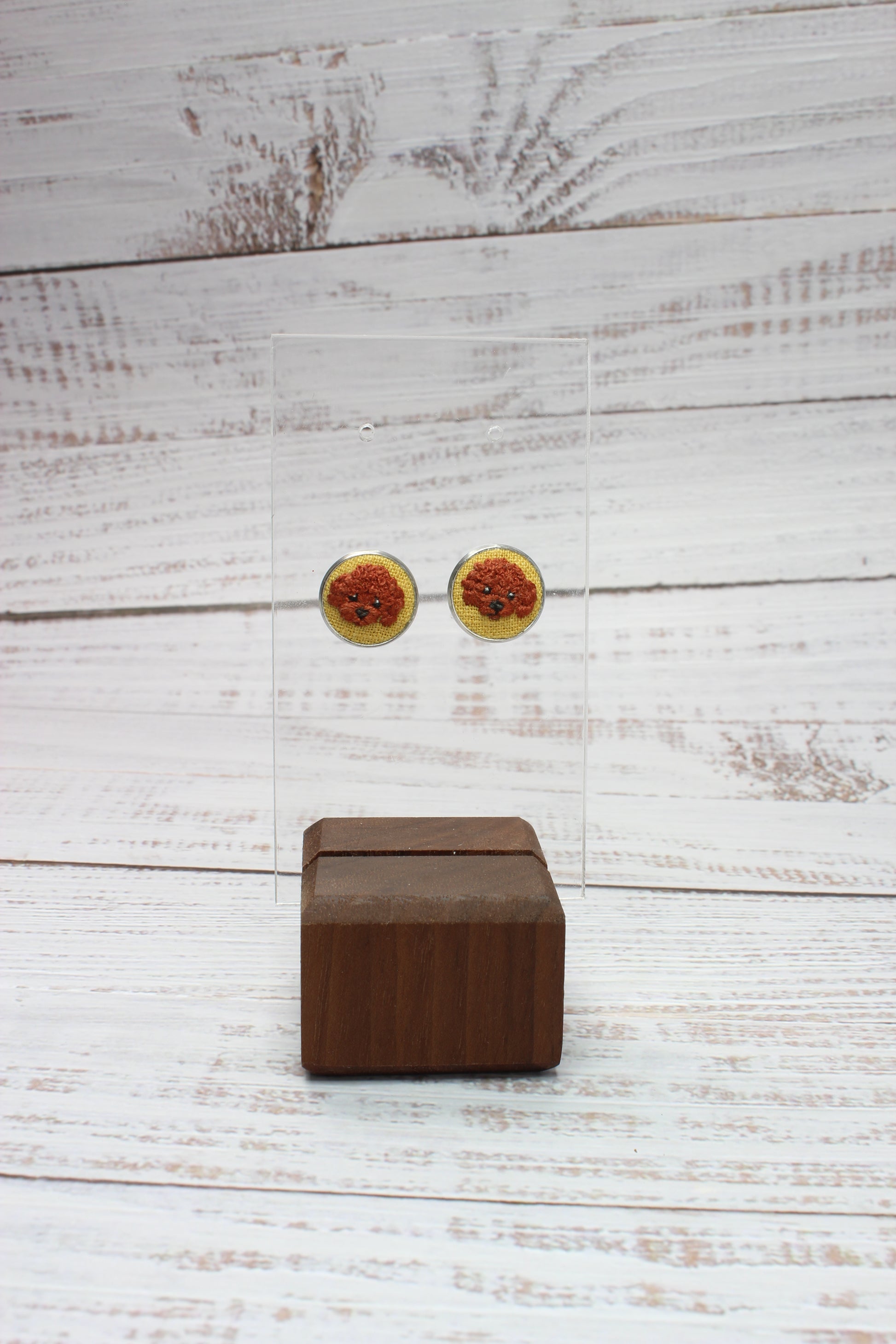 Embroidery Poodle Studs Earrings