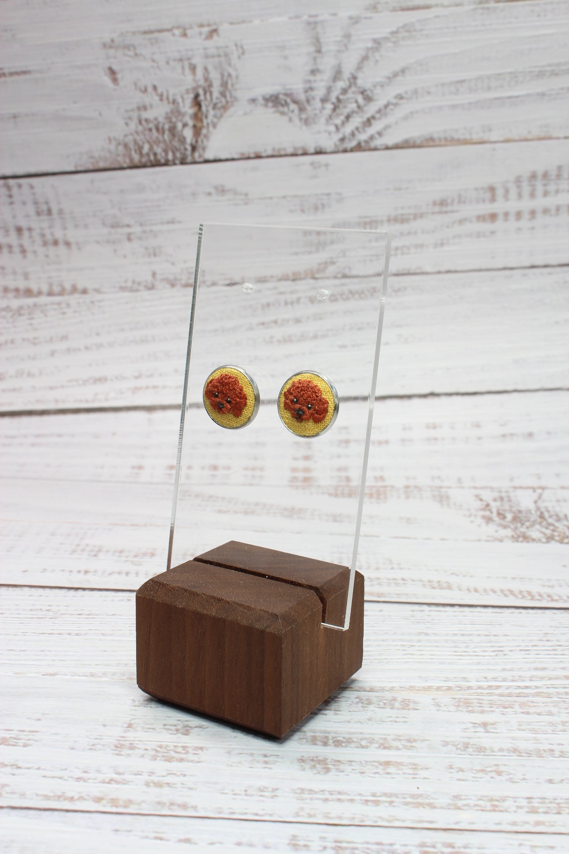 Embroidery Poodle Studs Earrings