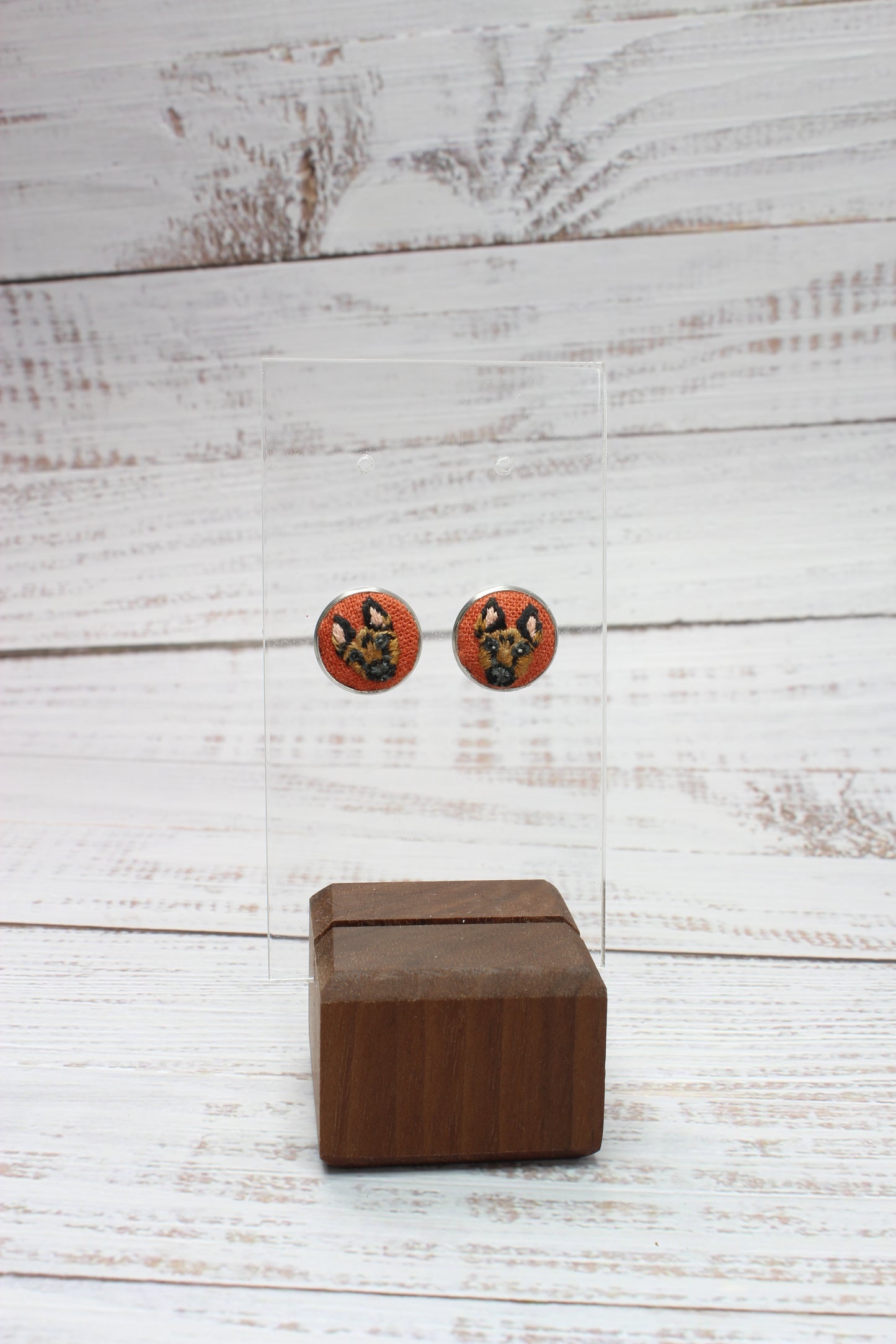 Embroidery German Shepherd Studs Earrings