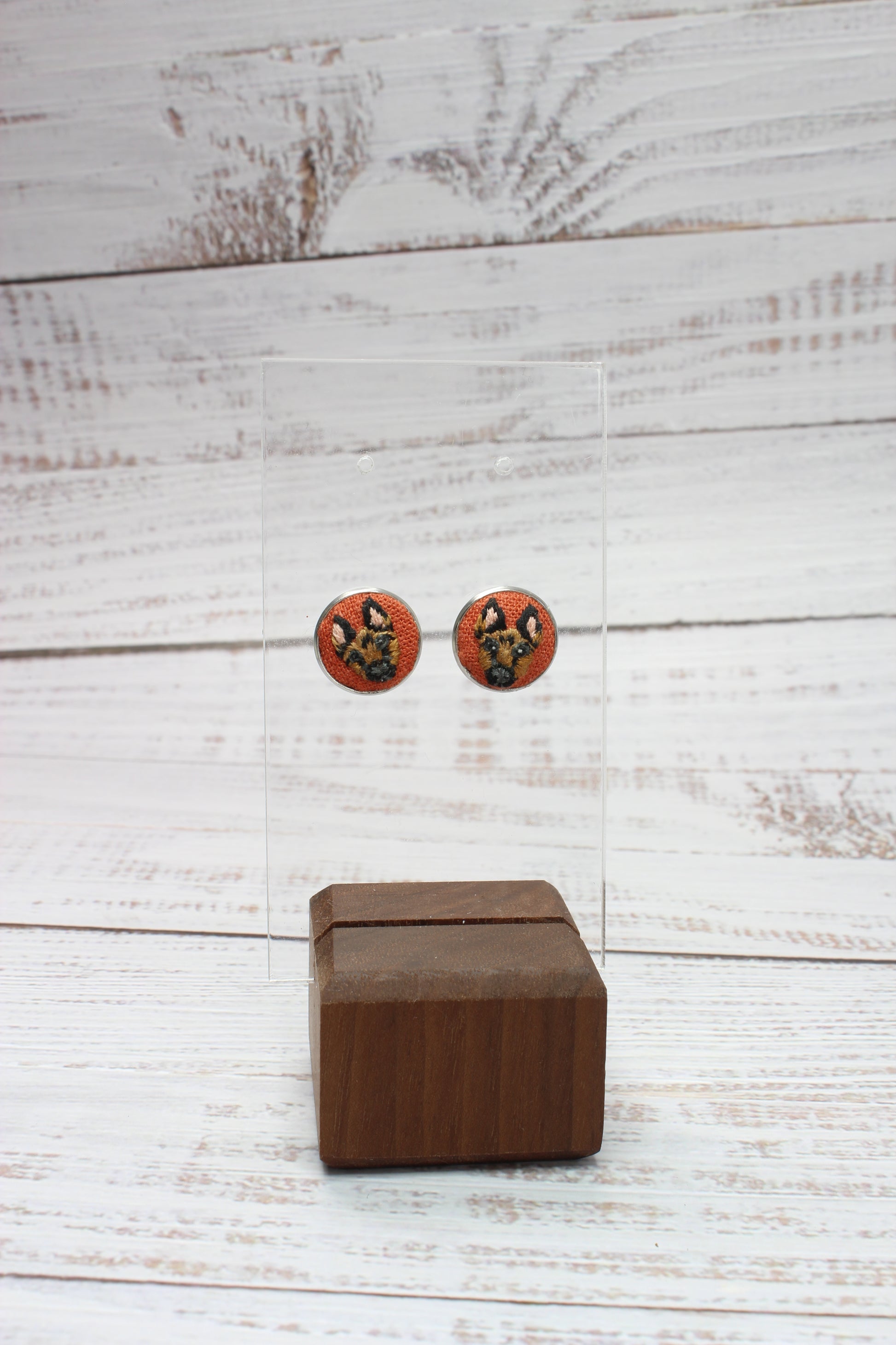 Embroidery German Shepherd Studs Earrings