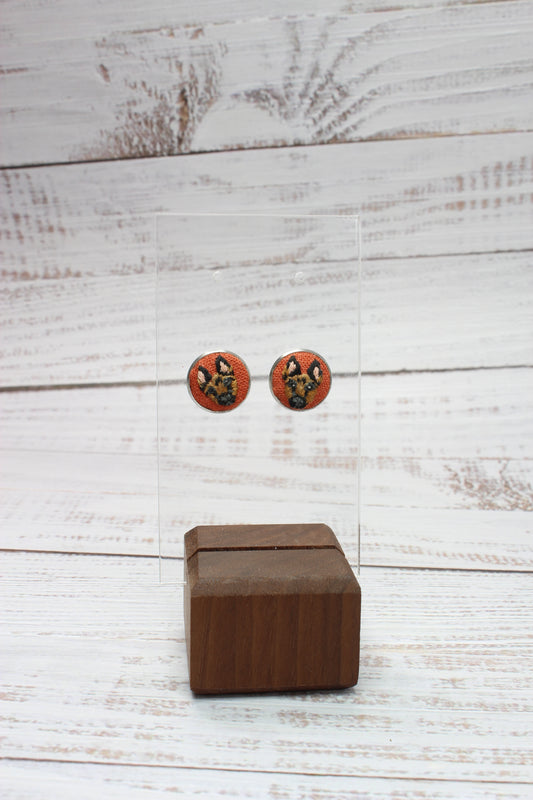 Embroidery German Shepherd Studs Earrings