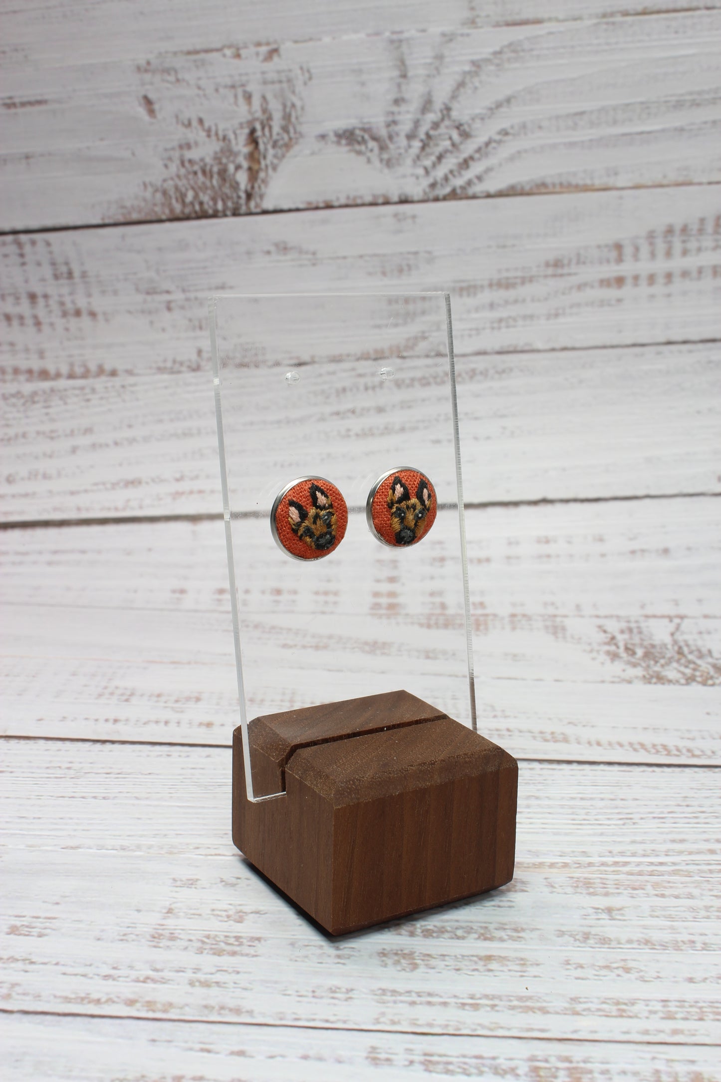 Embroidery German Shepherd Studs Earrings