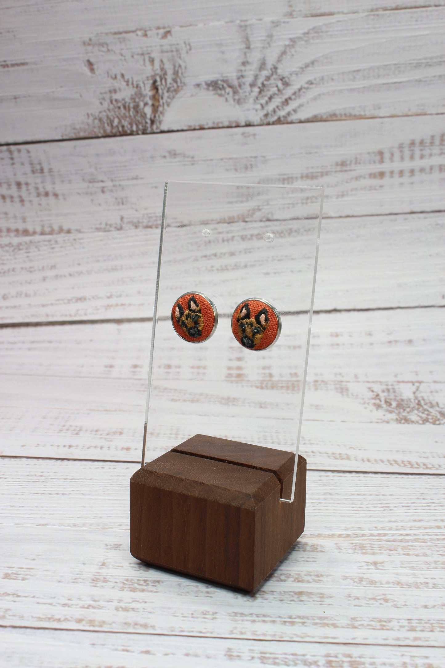 Embroidery German Shepherd Studs Earrings