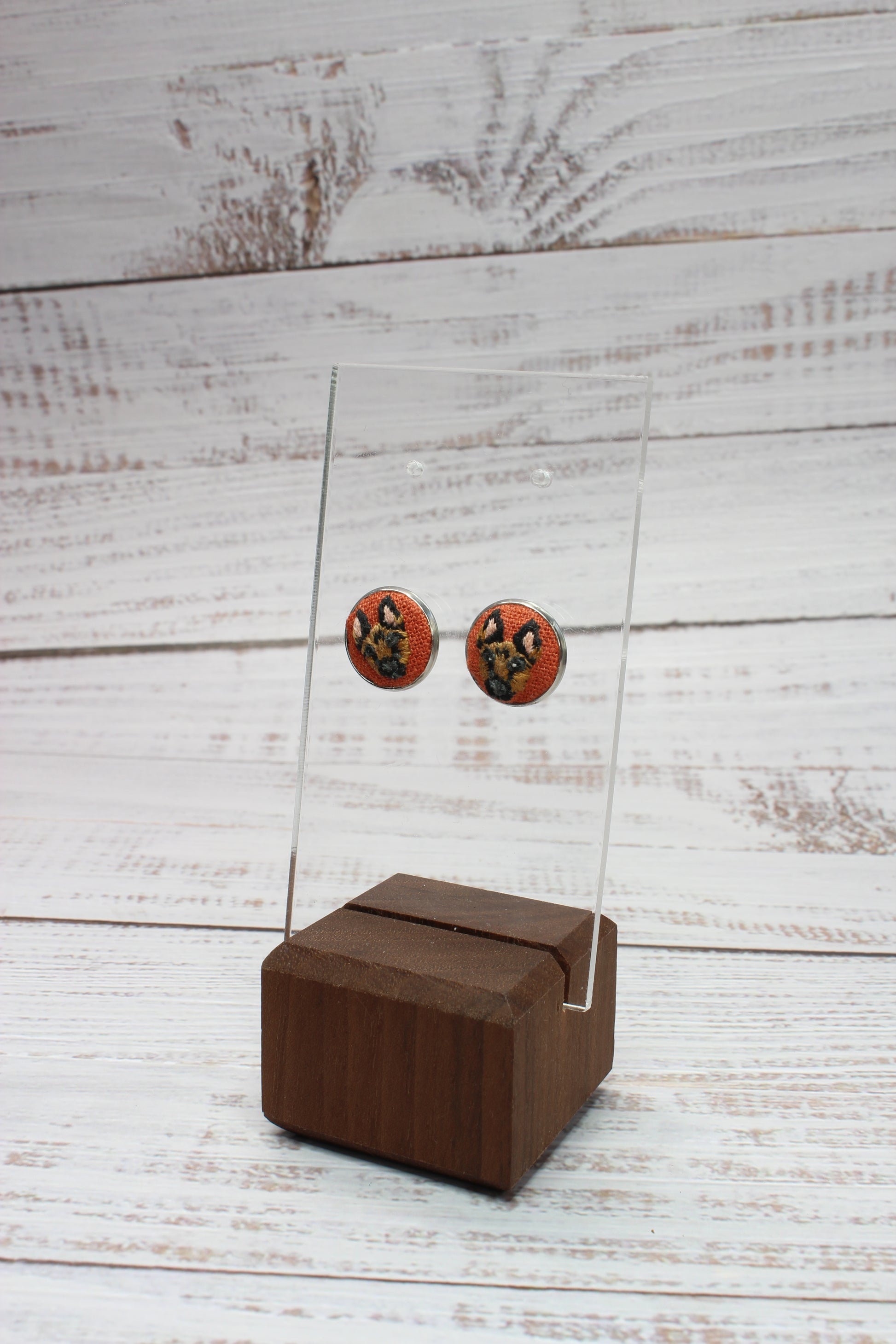 Embroidery German Shepherd Studs Earrings