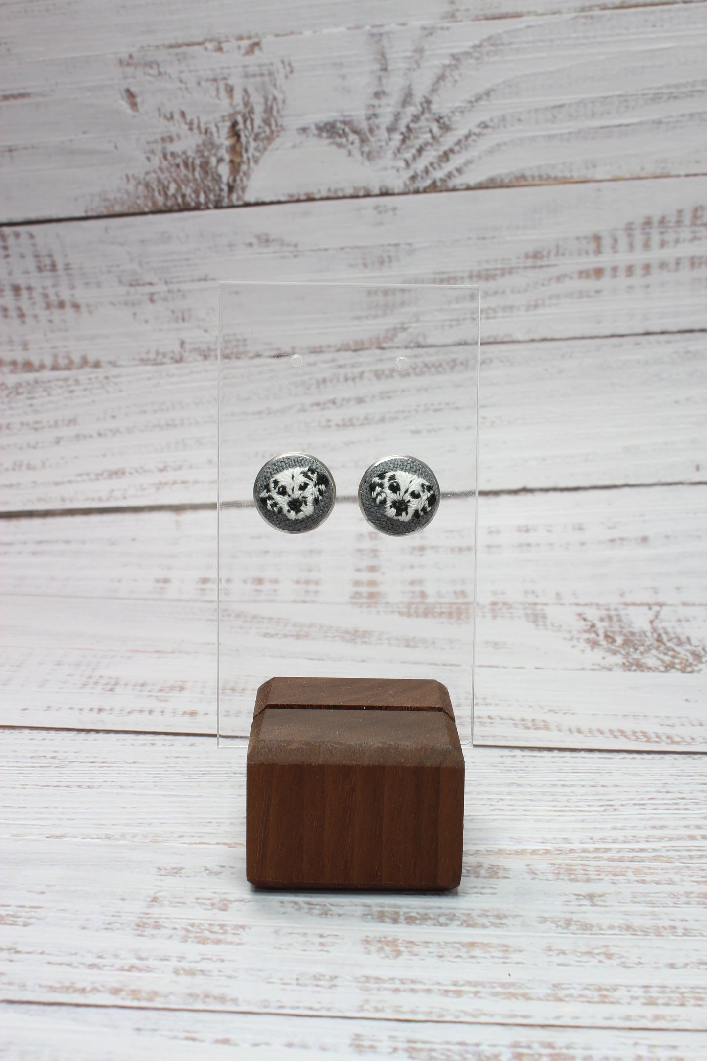 Embroidery Dalmatian Studs Earrings