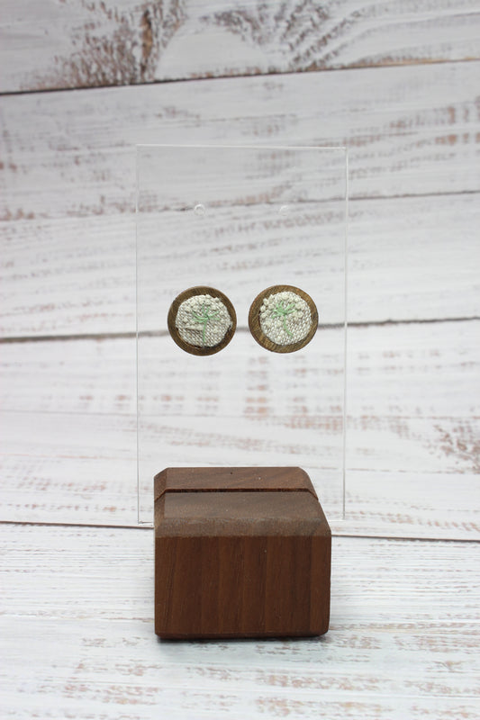 Embroidery Dandelion Wood Studs Earrings