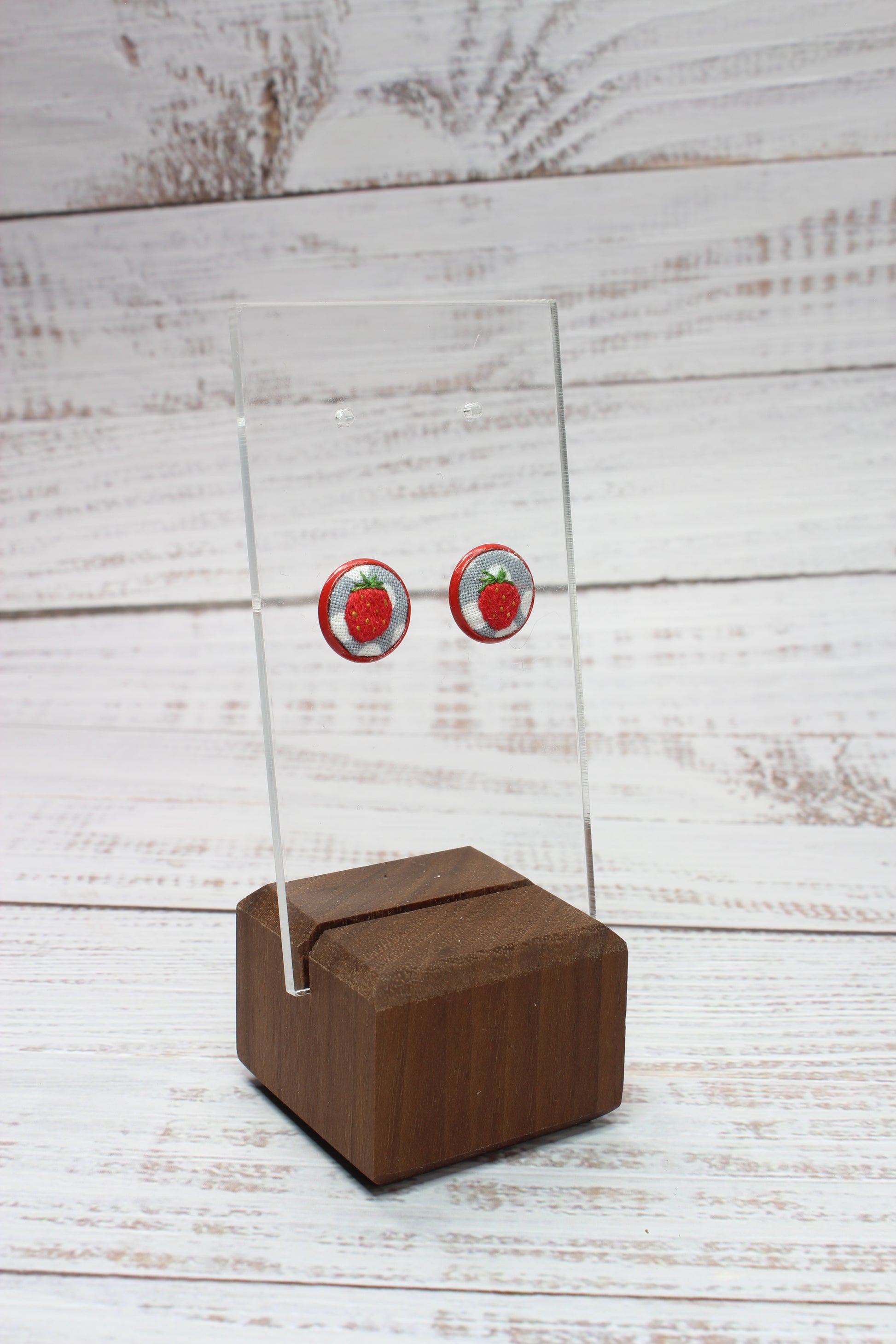 Embroidery Strawberry Red Studs