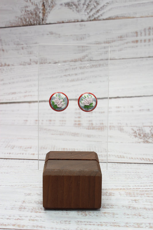 Embroidery Flower Red Studs
