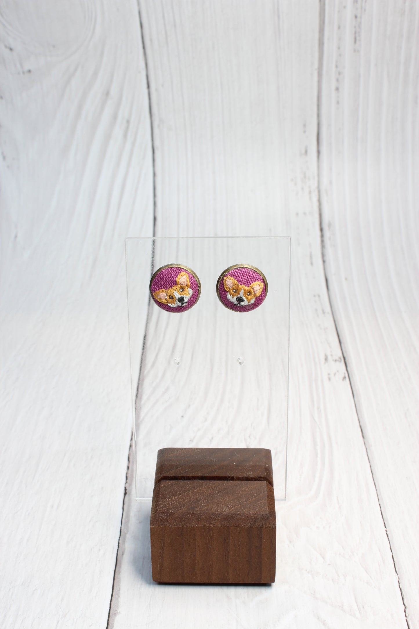 Embroidery Corgi Earrings