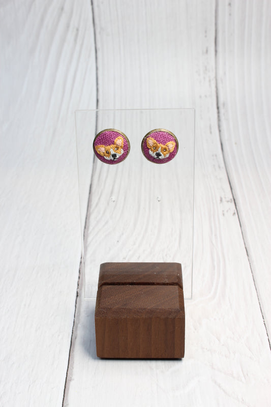 Embroidery Corgi Earrings