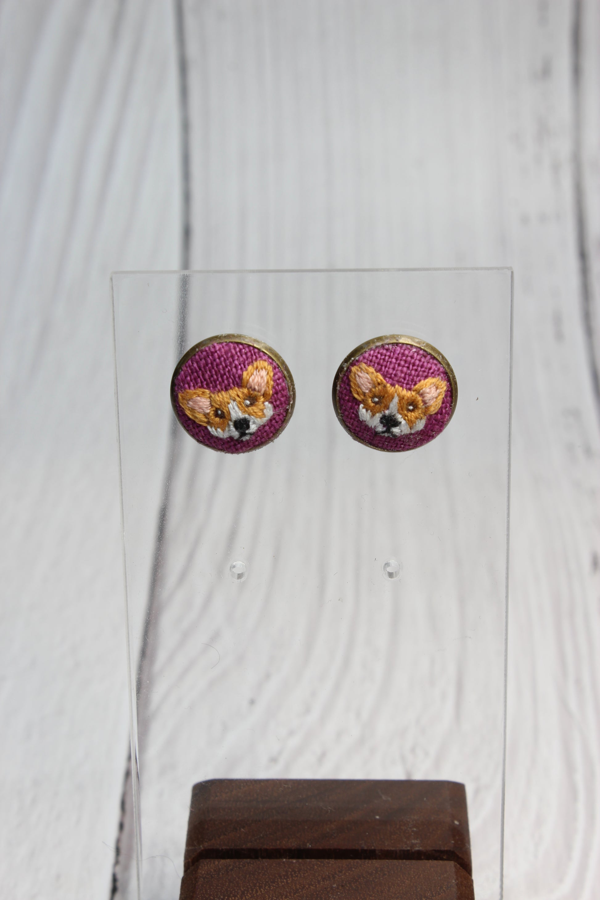 Embroidery Corgi Earrings