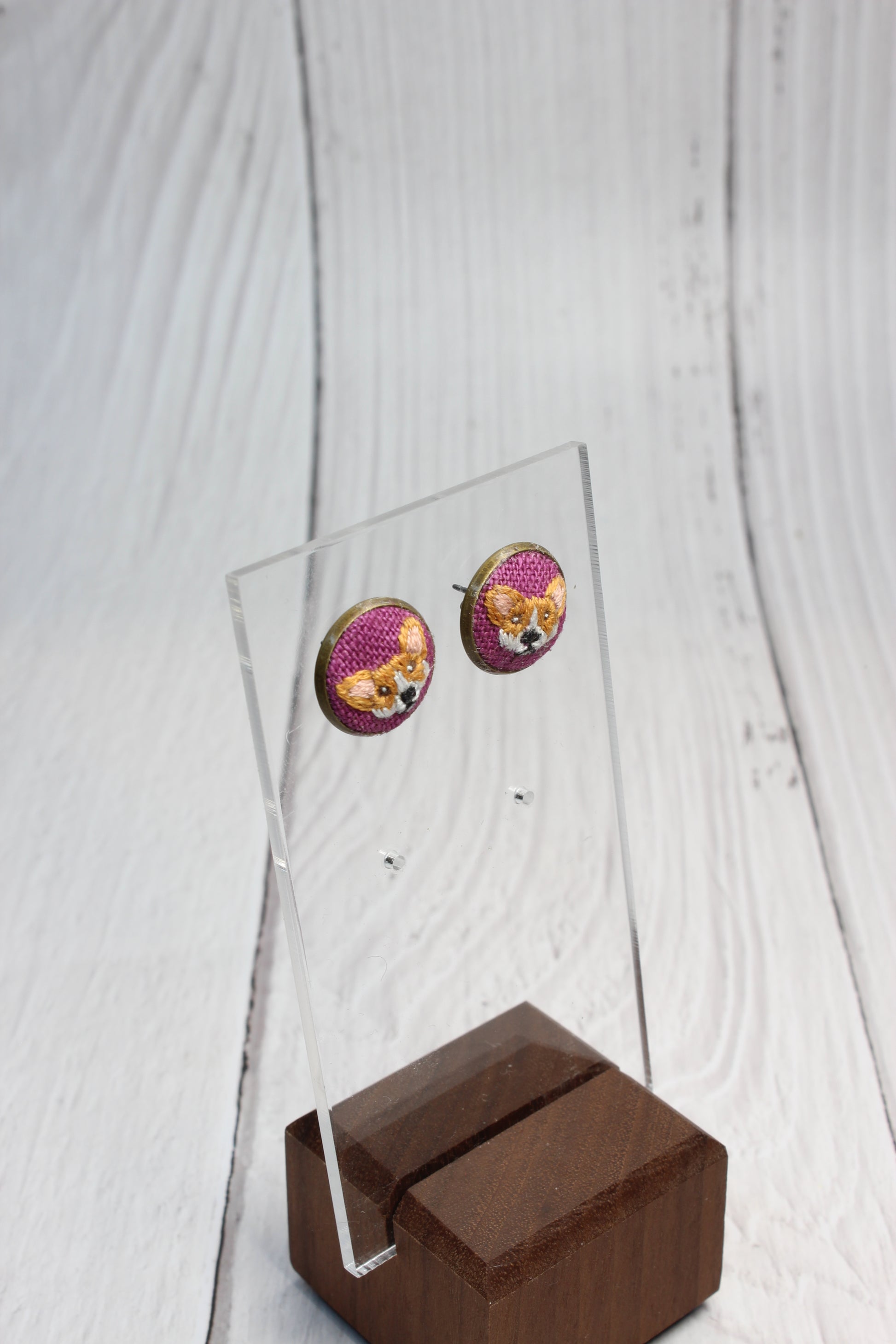 Embroidery Corgi Earrings