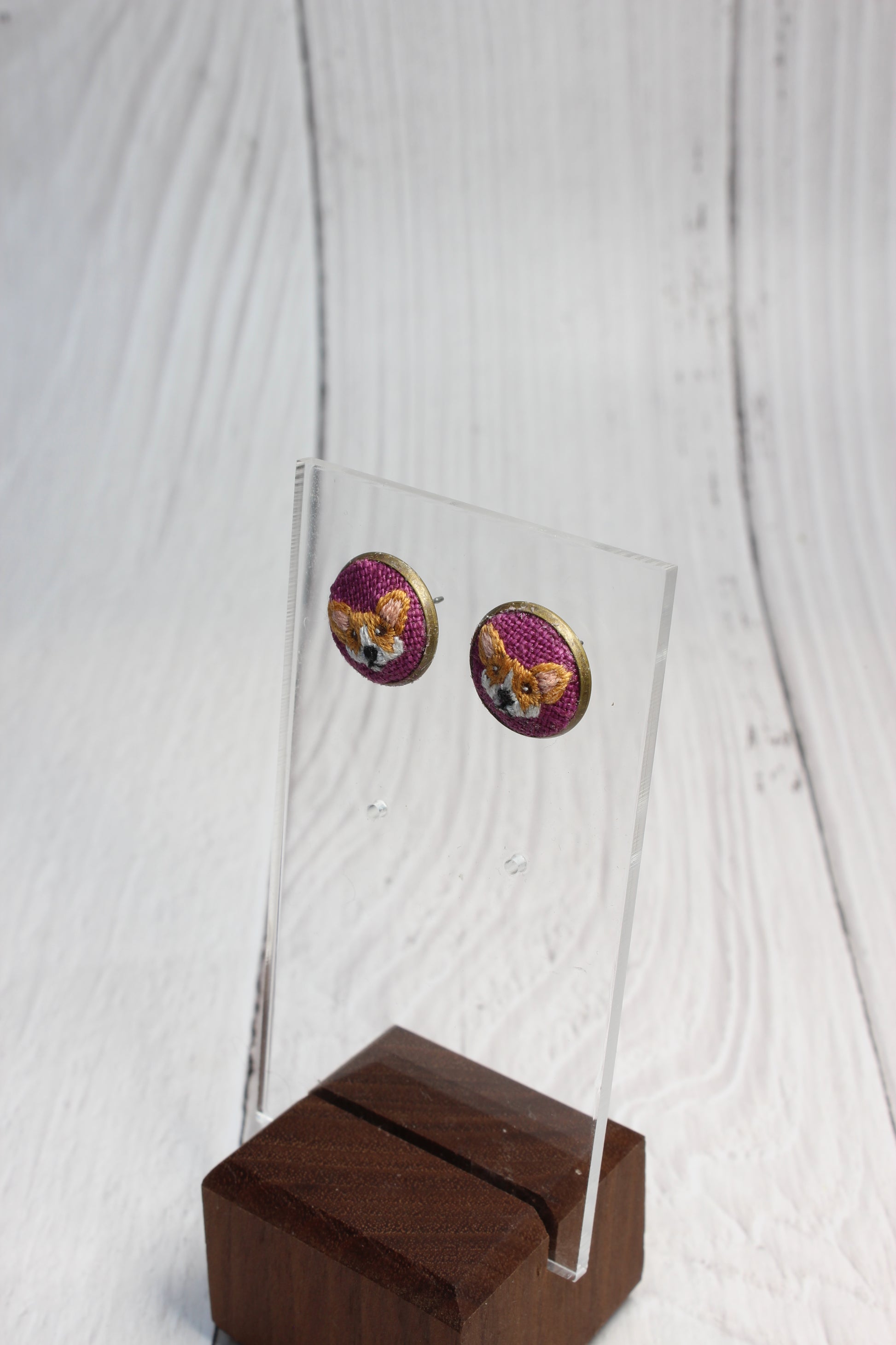 Embroidery Corgi Earrings