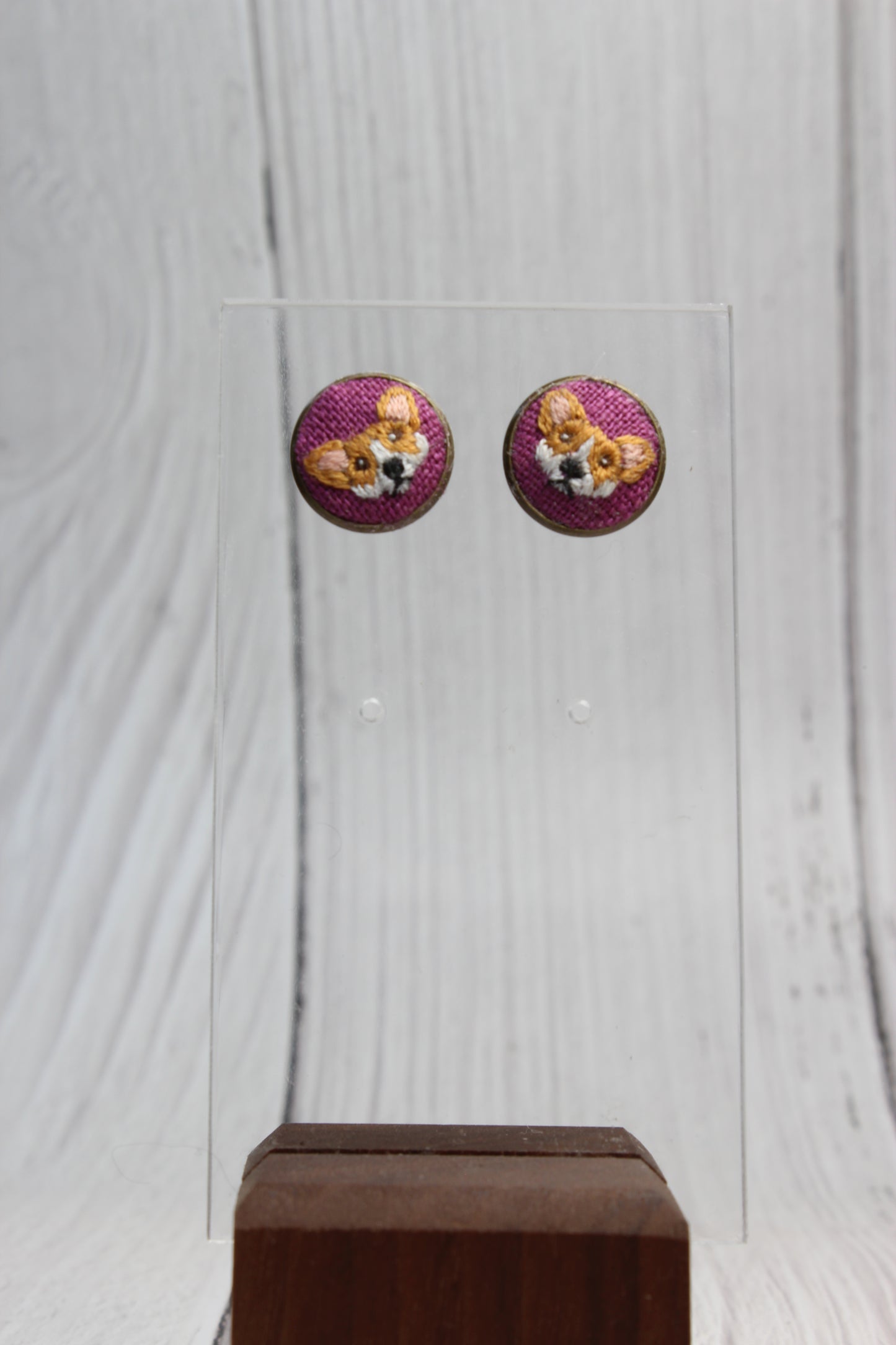 Embroidery Corgi Earrings