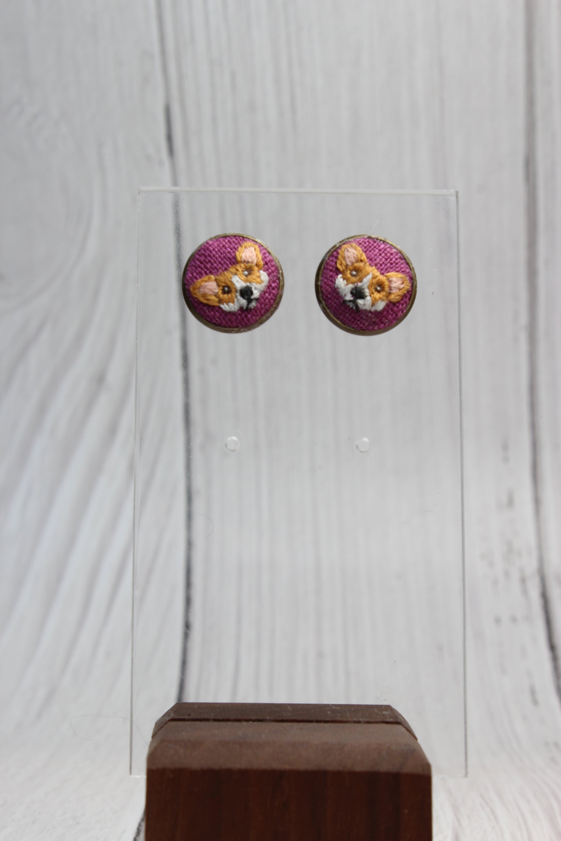 Embroidery Corgi Earrings