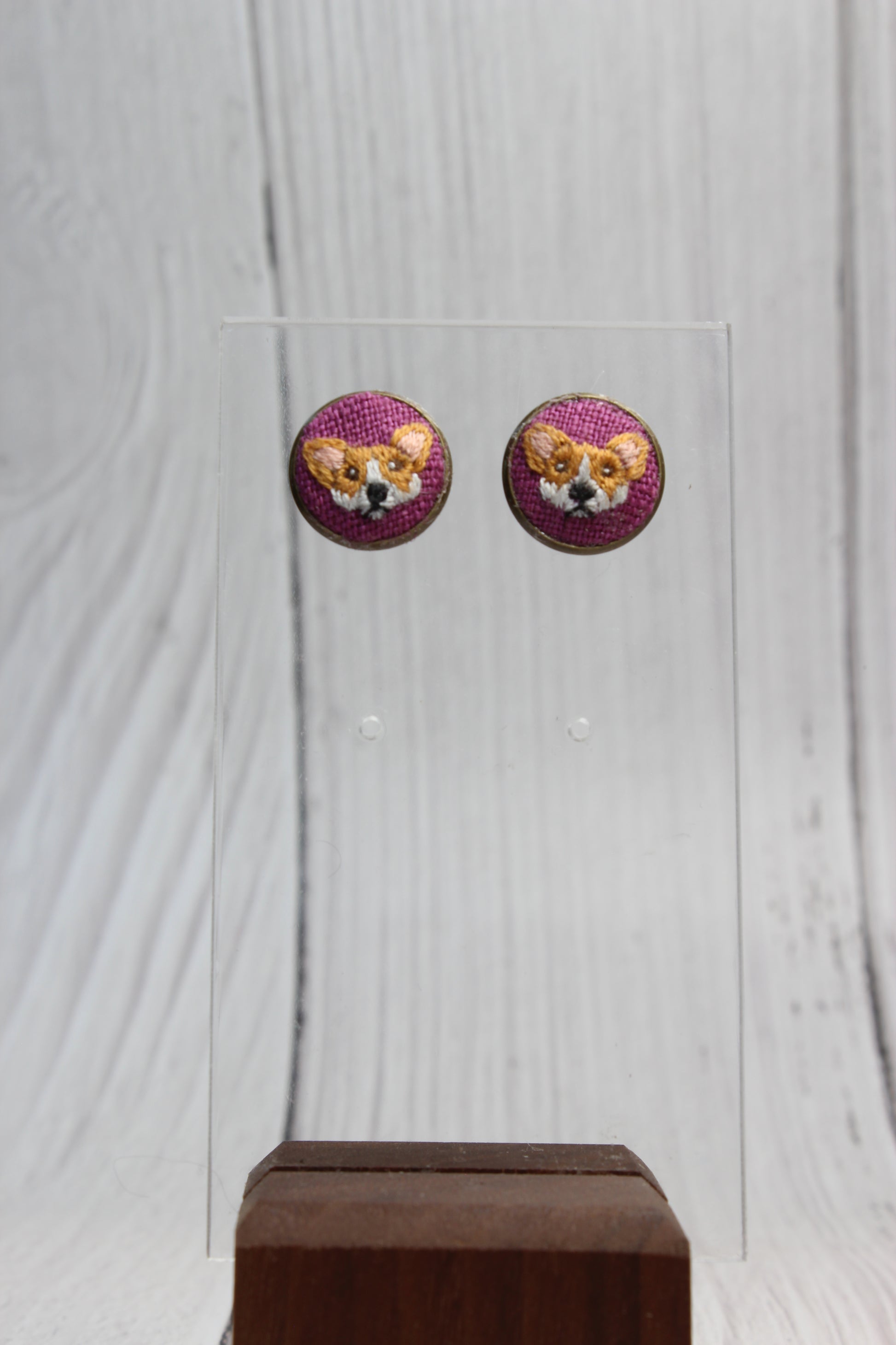 Embroidery Corgi Earrings