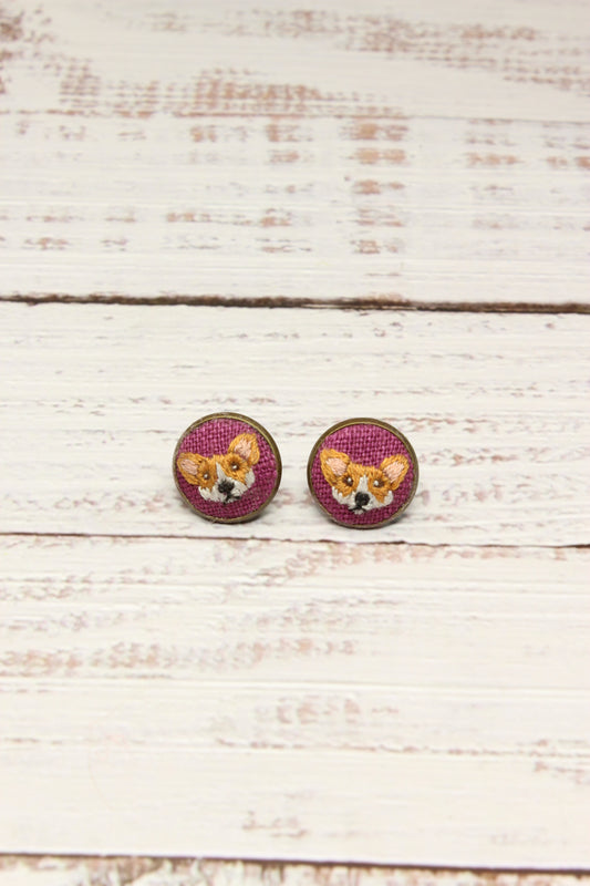 Embroidery Corgi Earrings