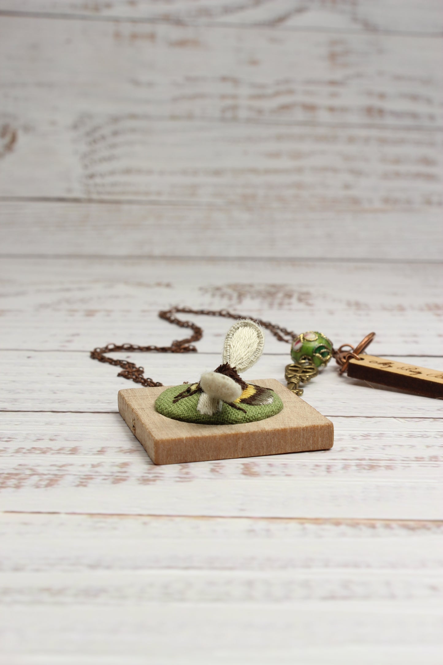 Embroidery Stumpwork Bee Necklace