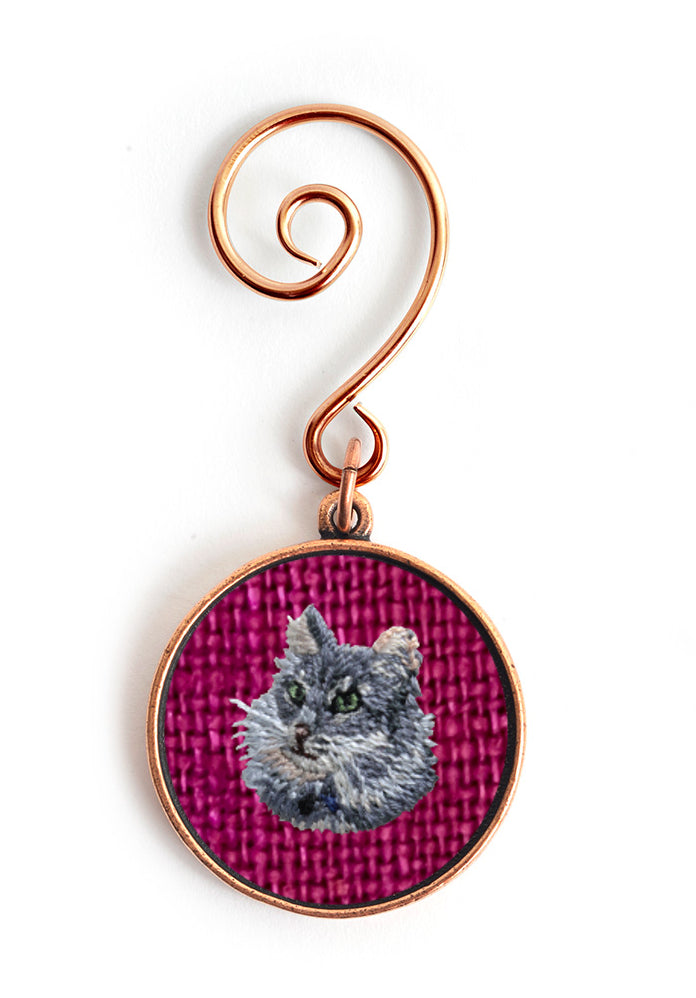 Custom Embroidery Pet Portrait Christmas Ornament