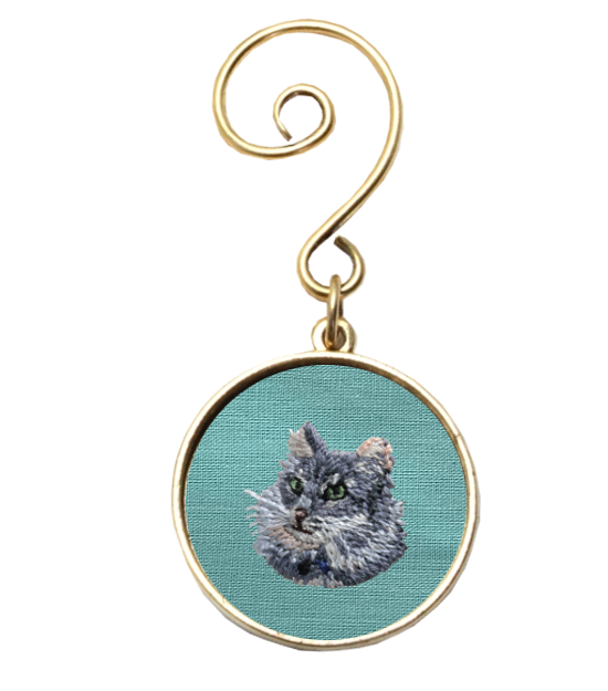 Custom Embroidery Pet Portrait Christmas Ornament