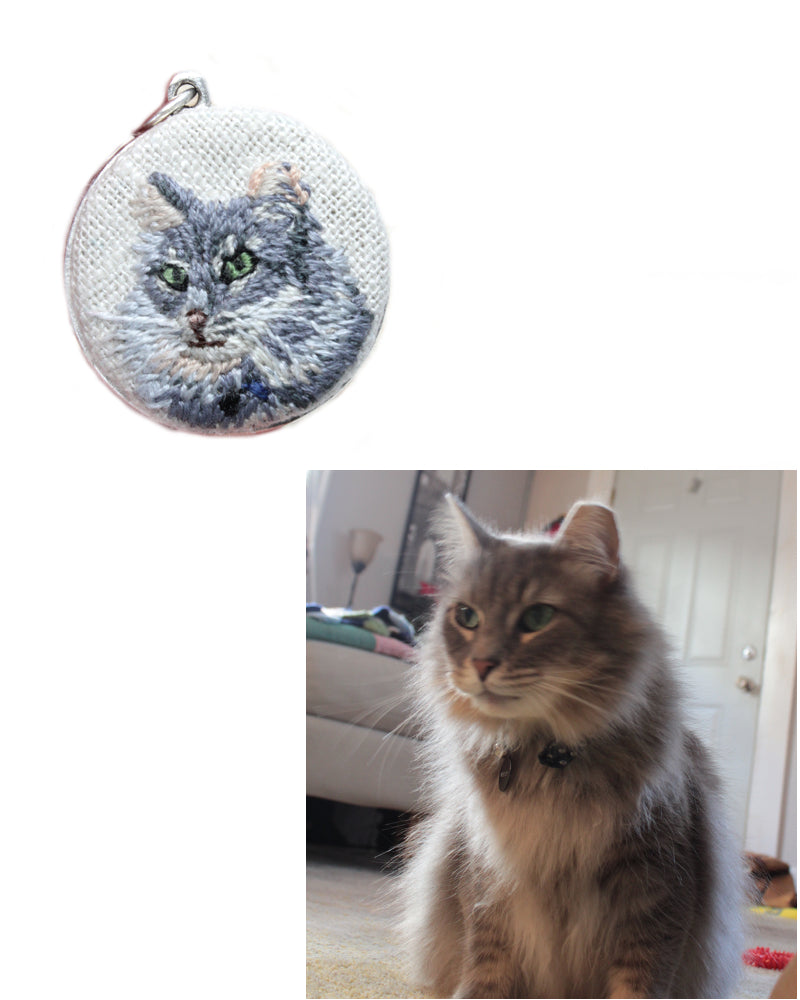 Custom Embroidery Pet Portrait Christmas Ornament