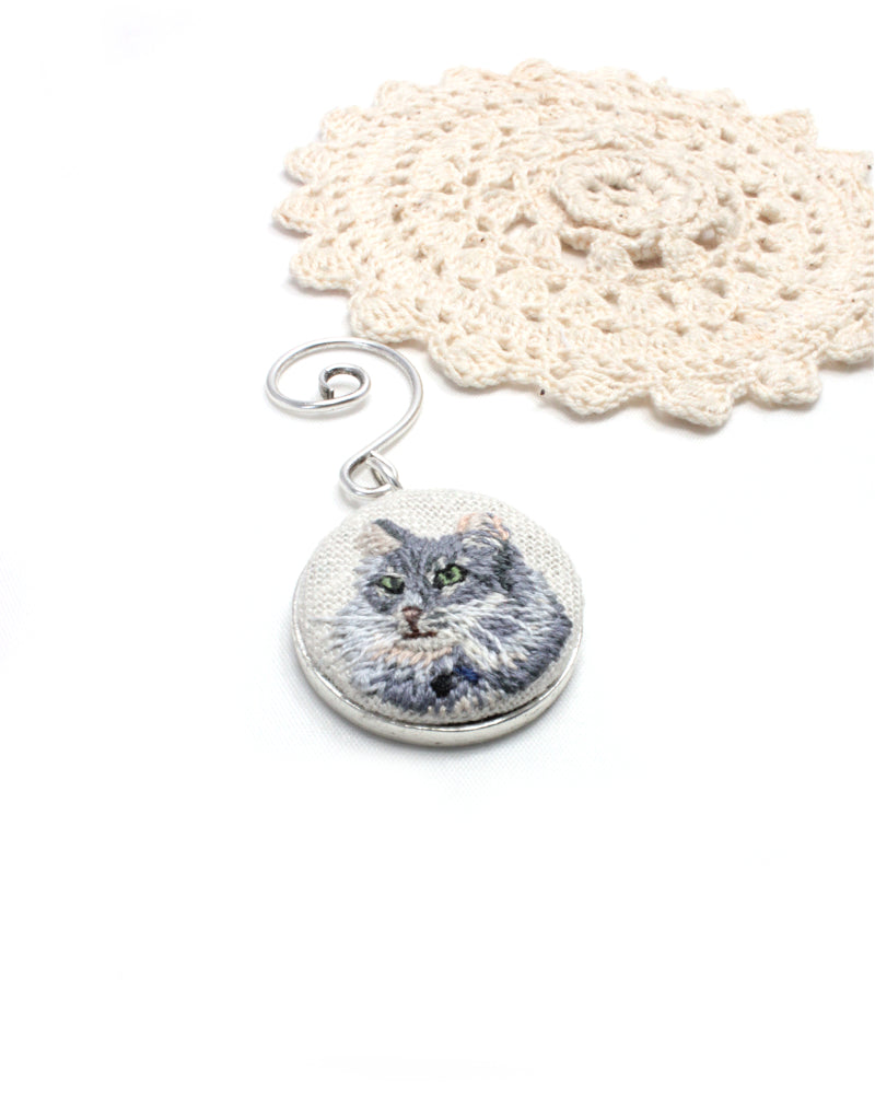 Custom Embroidery Pet Portrait Christmas Ornament