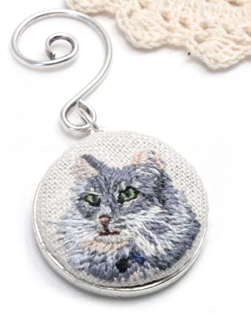 Custom Embroidery Pet Portrait Christmas Ornament