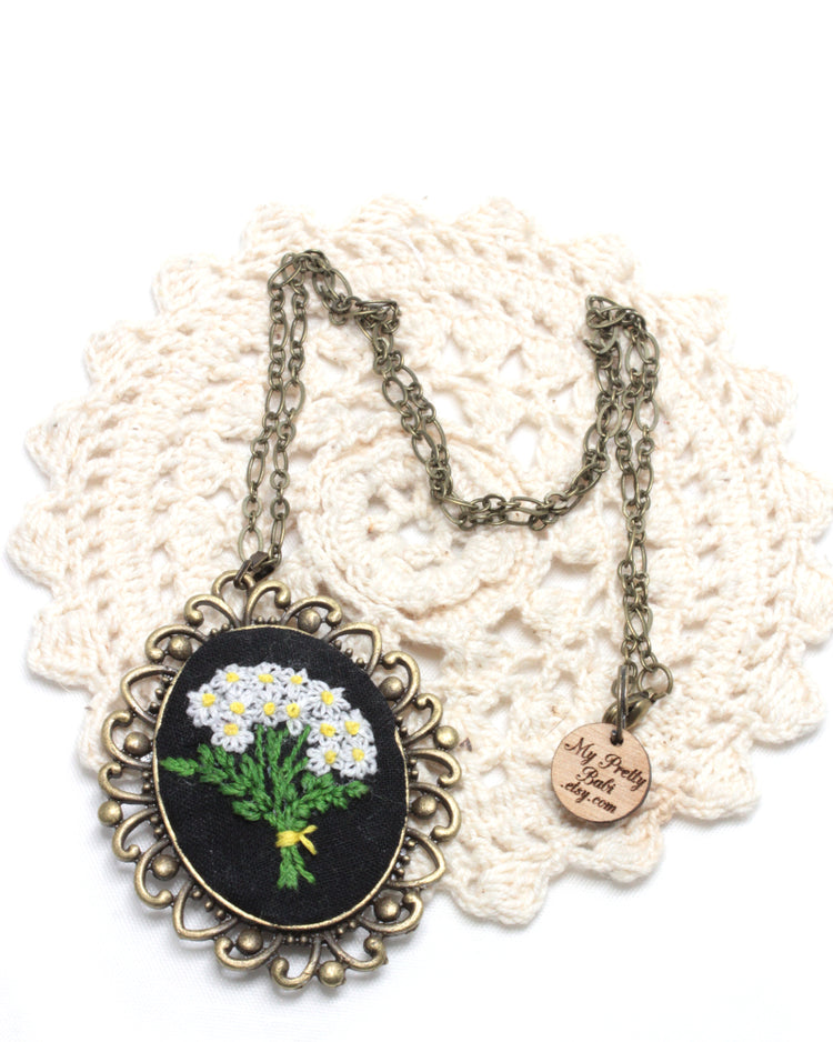 Embroidery Flower Bouquet Necklace