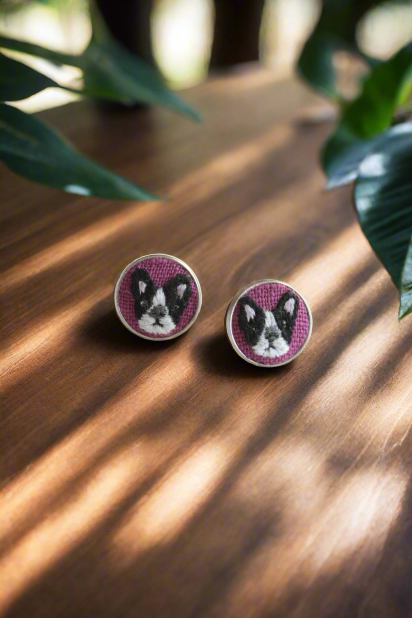 Embroidery Boston Terrier Studs #219