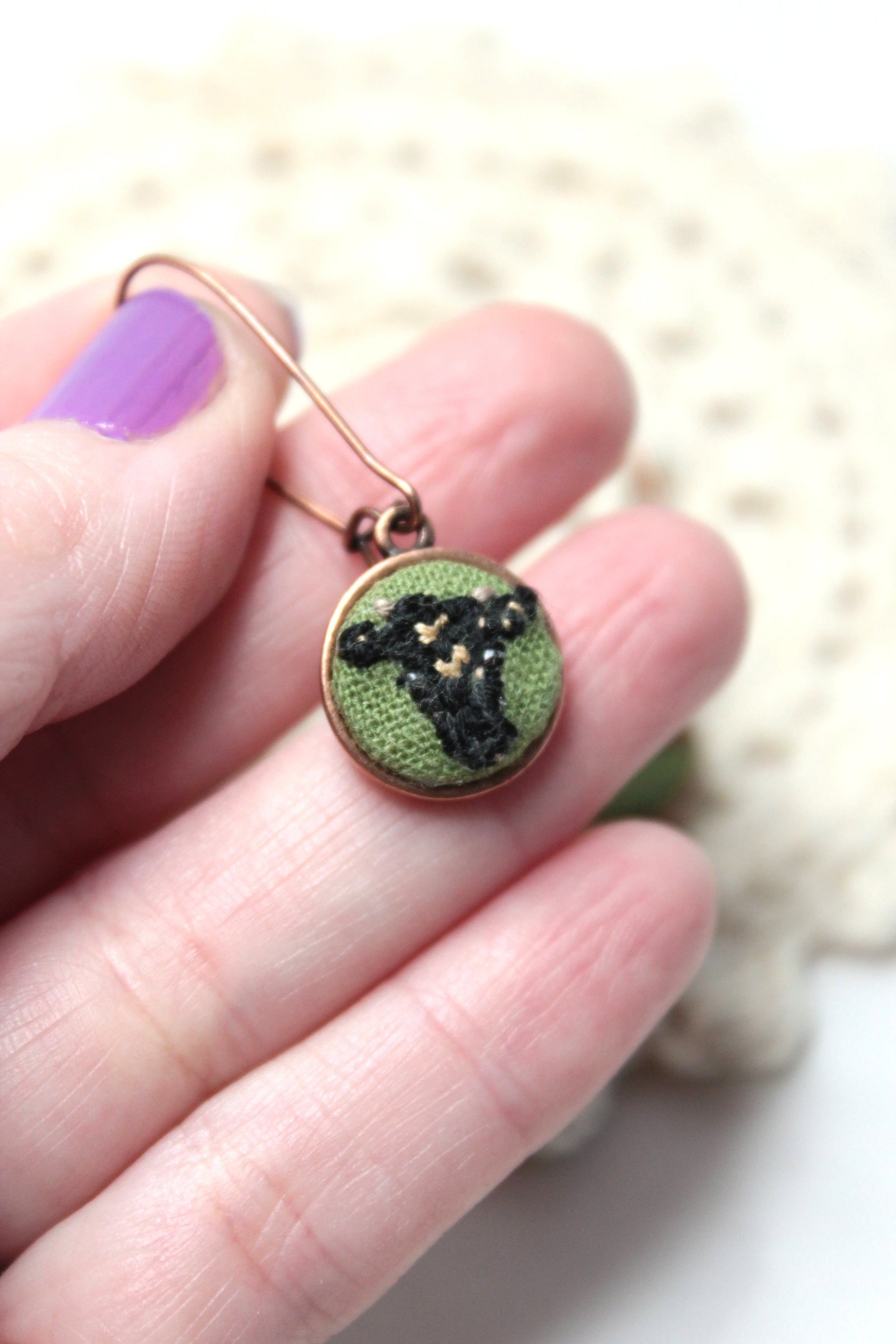 Custom Embroidery Earrings Pet Portrait My Pretty Babi