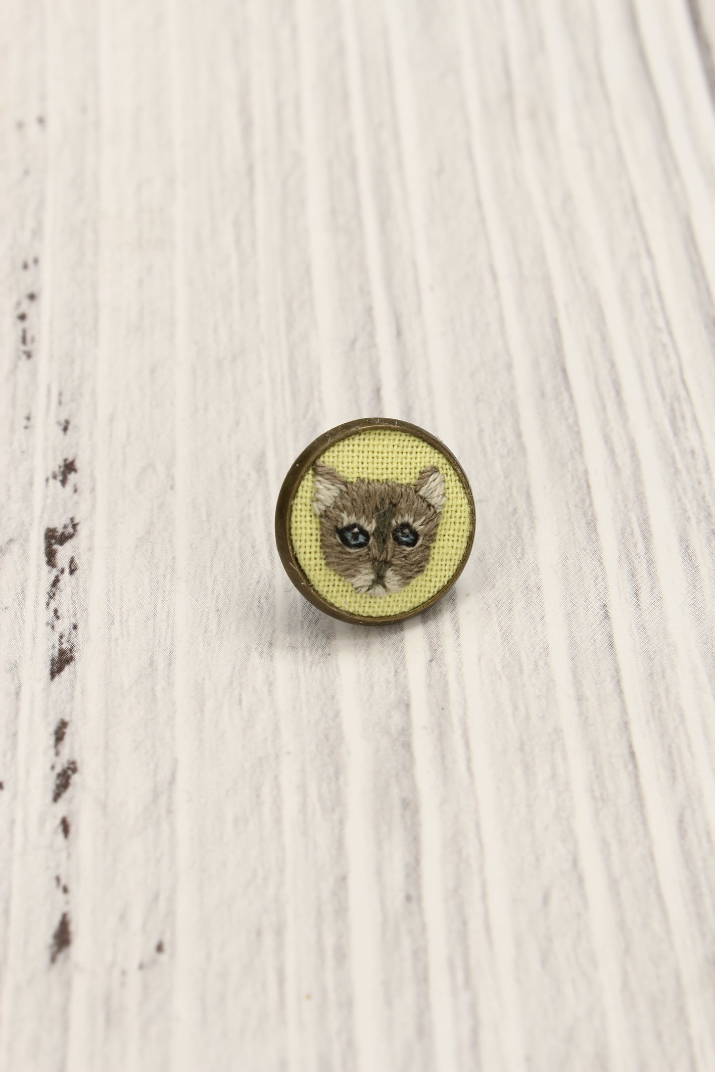 Embroidery Tabby Cat  Studs Earrings #2