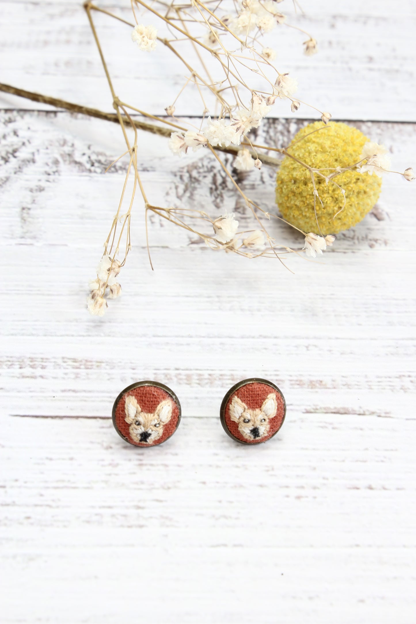Embroidery Chihuahua Studs Earrings #11