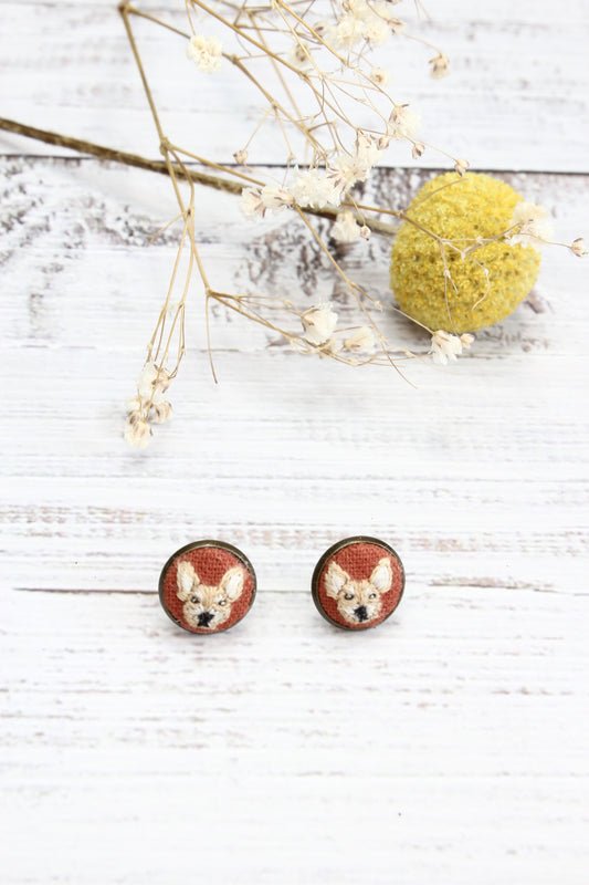 Embroidery Chihuahua Studs #221A