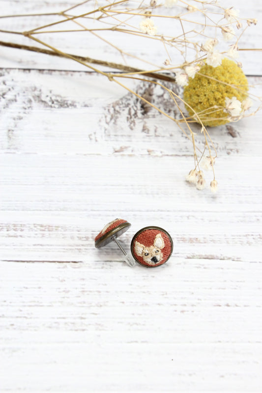 Embroidery Chihuahua Studs #221A