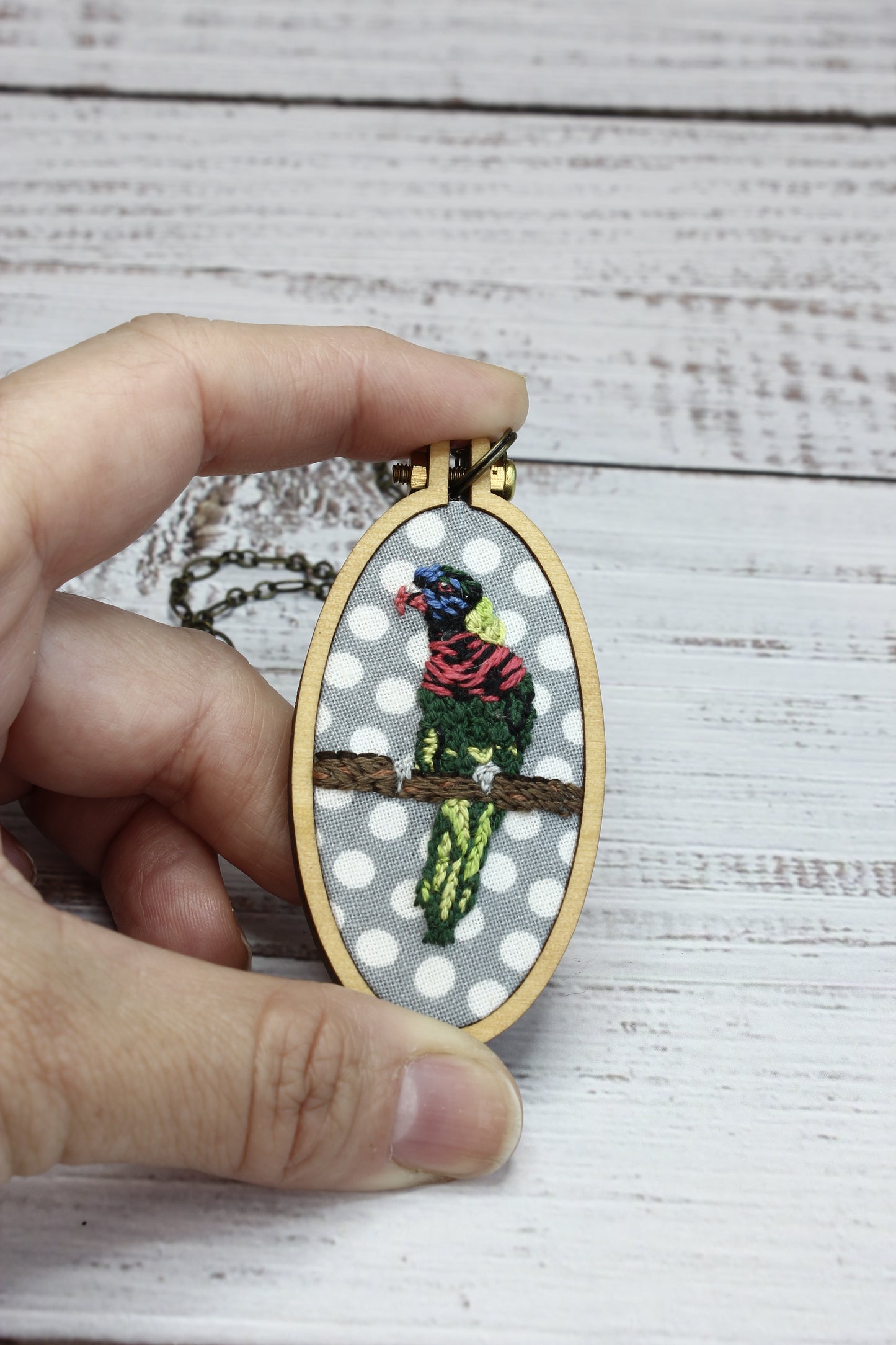 Embroidery Parrot Necklace